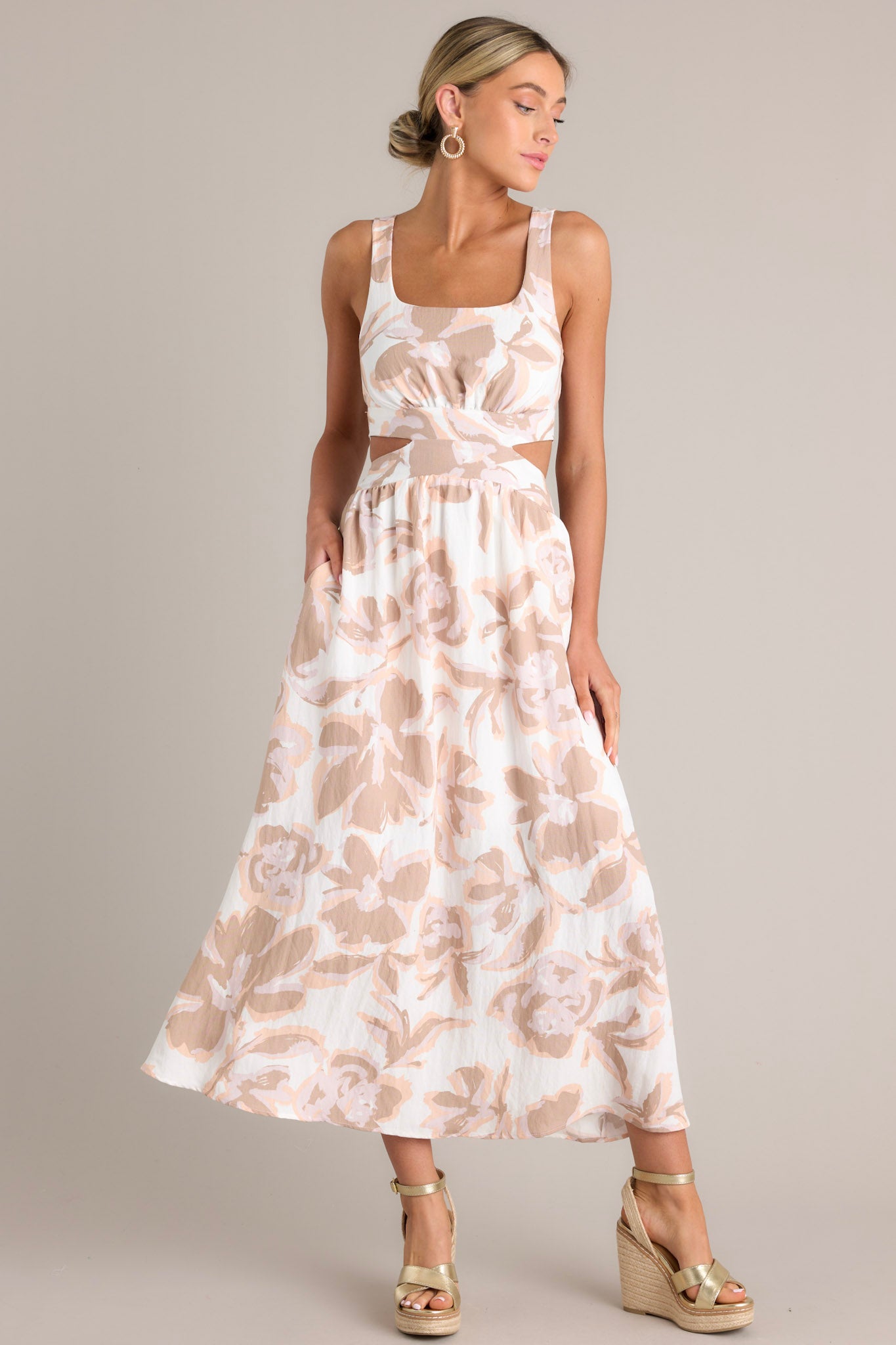 White Floral Cutout Maxi Dress - All Dresses White Floral Cutout Maxi Dress - All Dresses