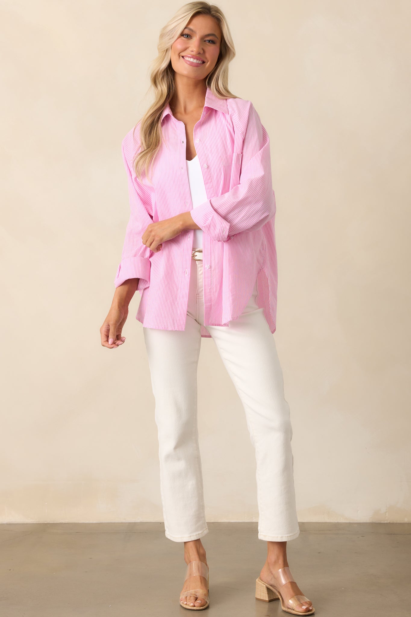Sutton Peony Pink Stripe Cotton Top