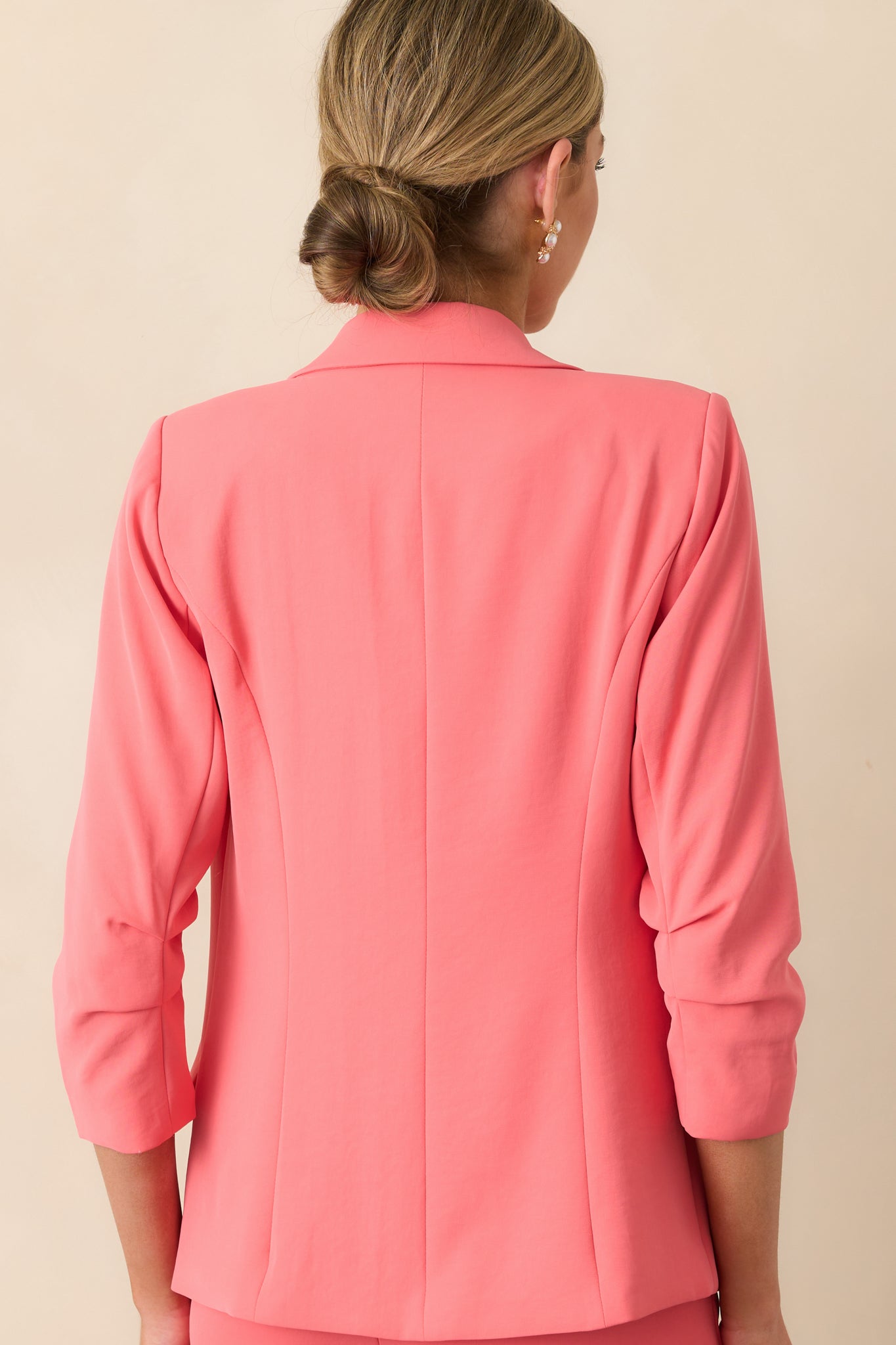 She Means Business Coral Single-Breasted Tailored Blazer