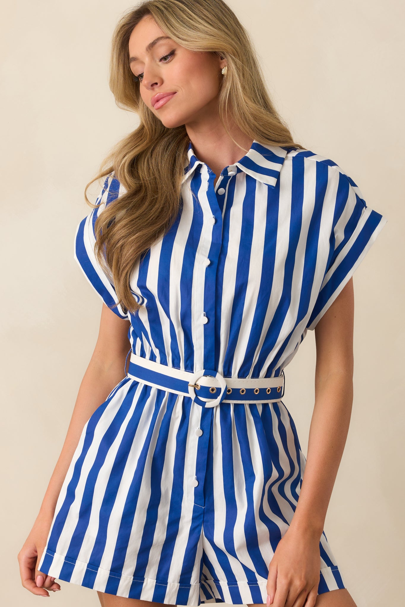 blue and white striped romper dress Blue And White Stripes Romper FARM Rio