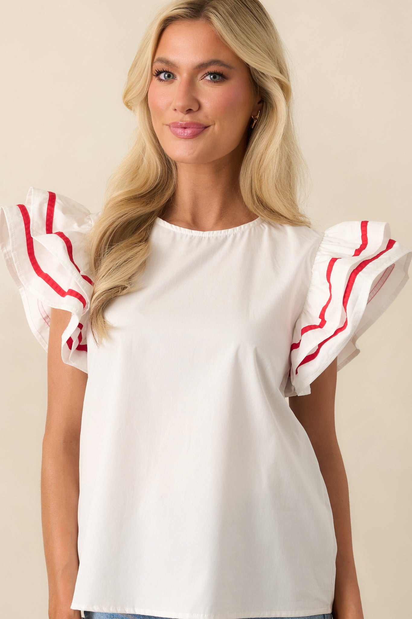 White Cotton Ruffle Top - All Tops | Red Dress White Cotton Ruffle Top - All Tops | Red Dress