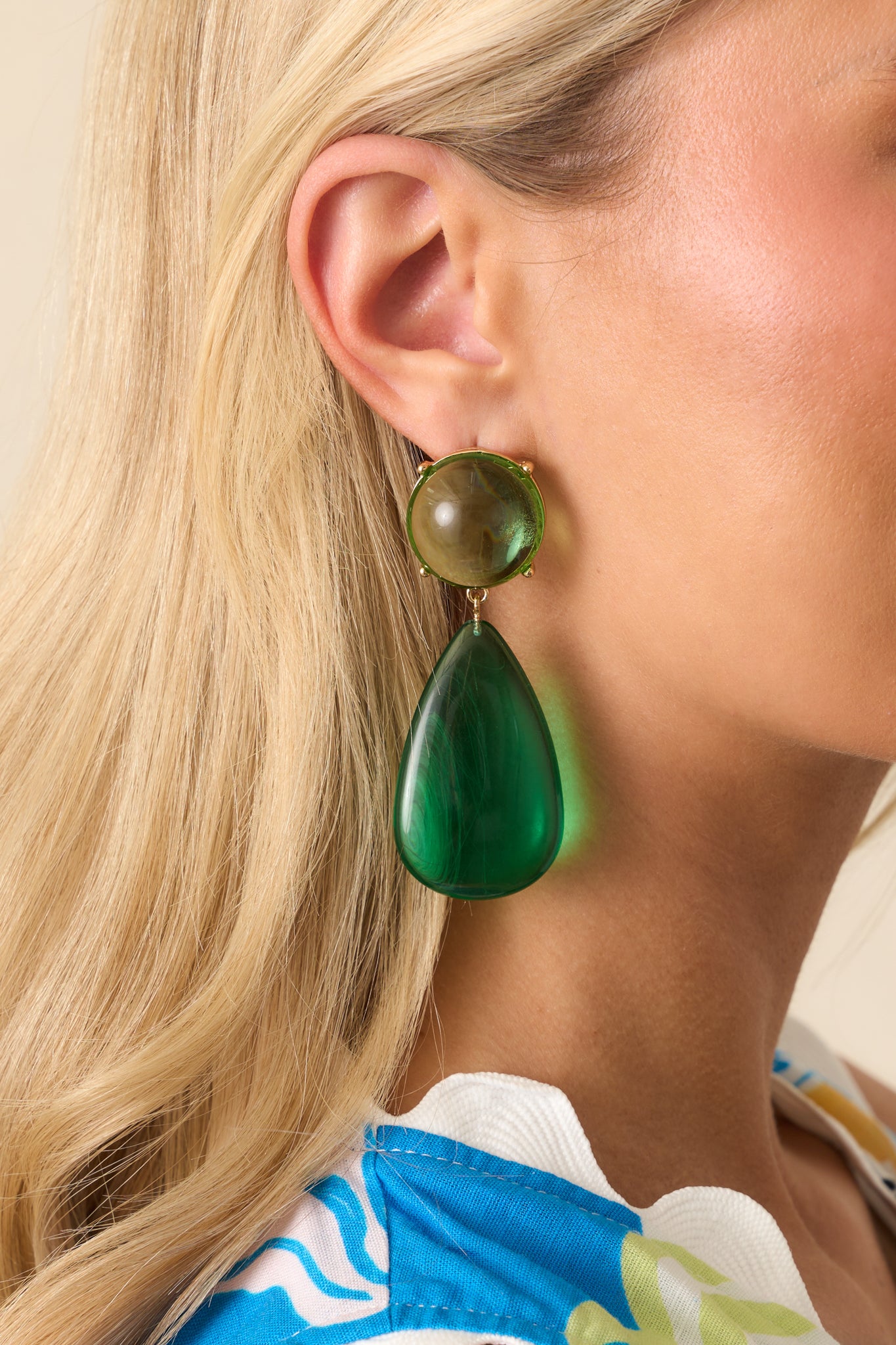 Where It All Began Green Two Tone Drop Earrings