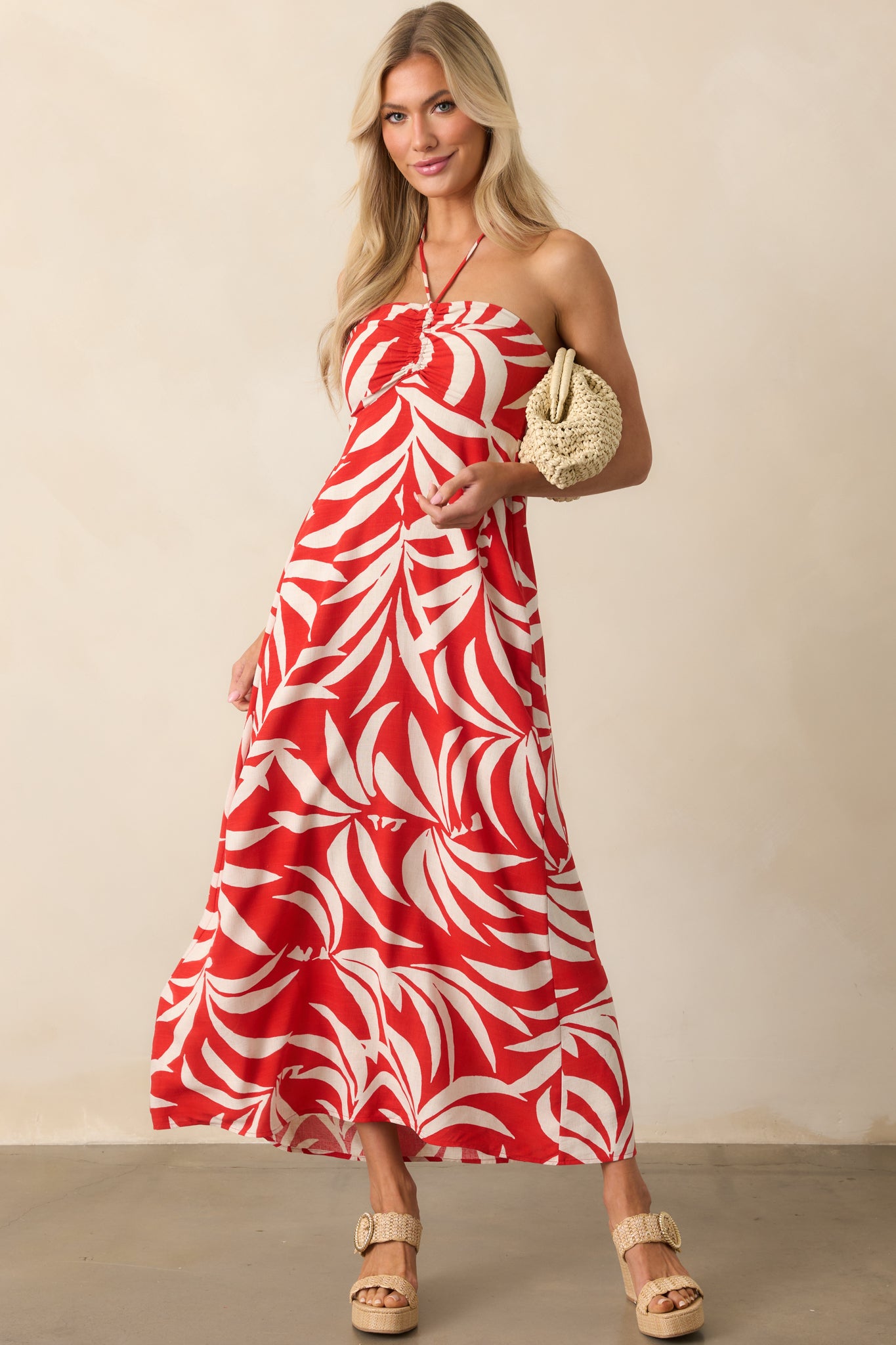 Z Supply Elodi Palm Floral Midi Dress In Red | Red Dress Z Supply Elodi Palm Floral Midi Dress In Red | Red Dress