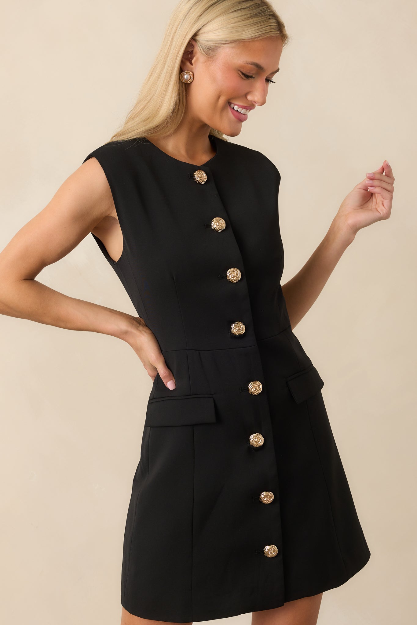 Black Sleeveless Tailored Mini Dress - Mini Dresses | Red Dress Black Sleeveless Tailored Mini Dress - Mini Dresses | Red Dress