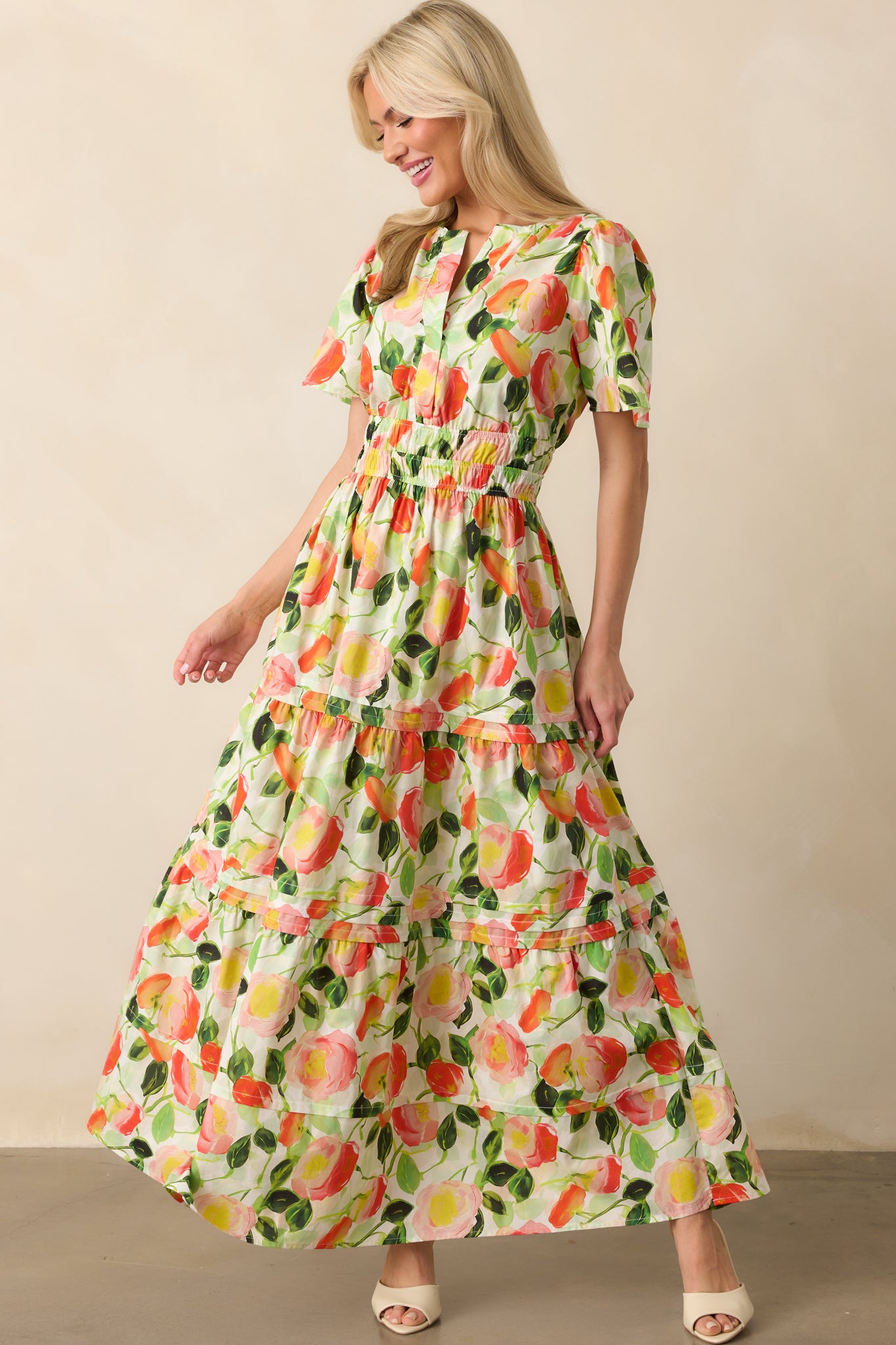 Orange Floral Print Cotton Dress - Maxi Dress | Red Dress Orange Floral Print Cotton Dress - Maxi Dress | Red Dress
