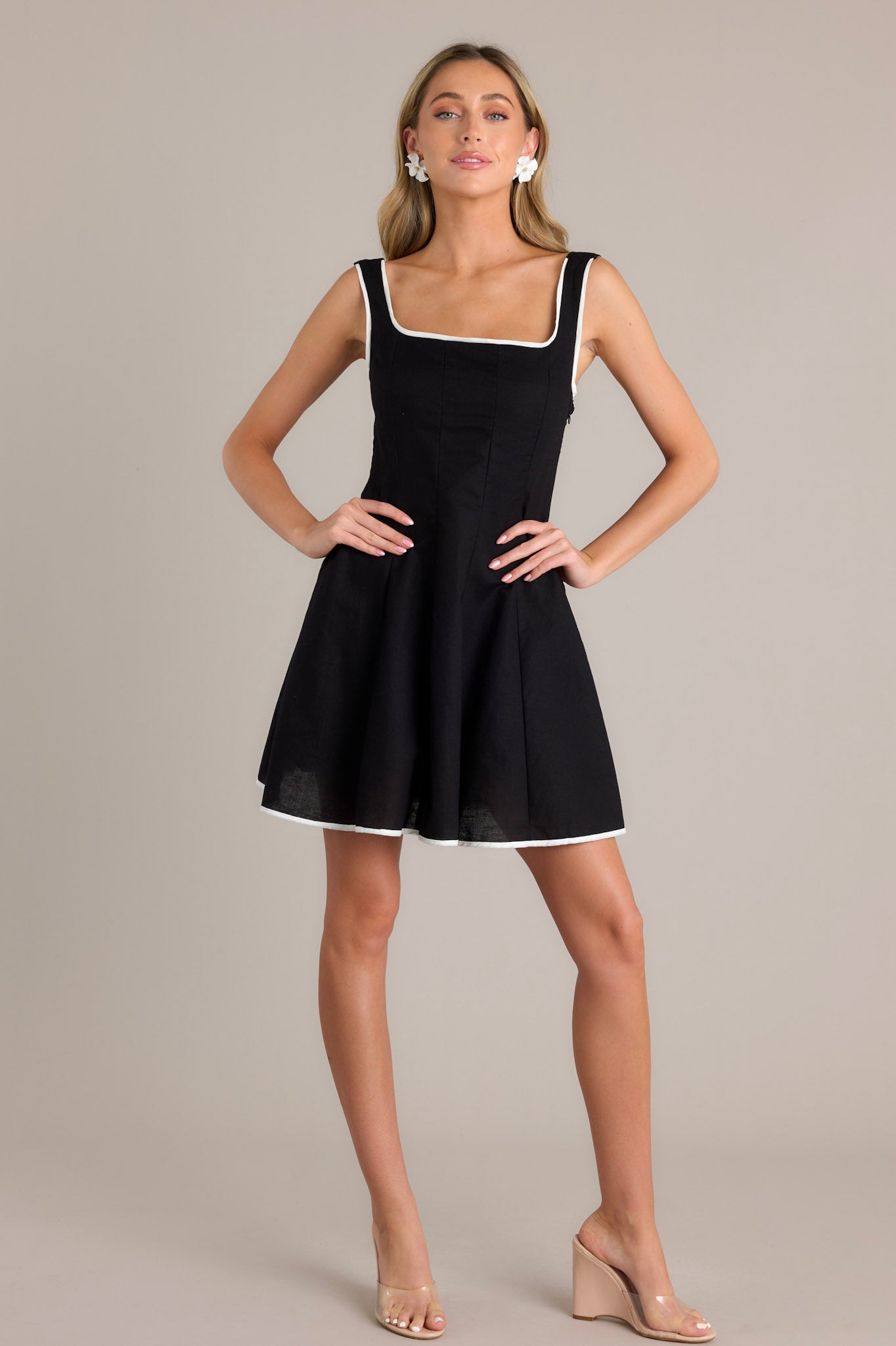 Black Cotton Blend Mini Dress - All Dresses | Red Dress Black Cotton Blend Mini Dress - All Dresses | Red Dress