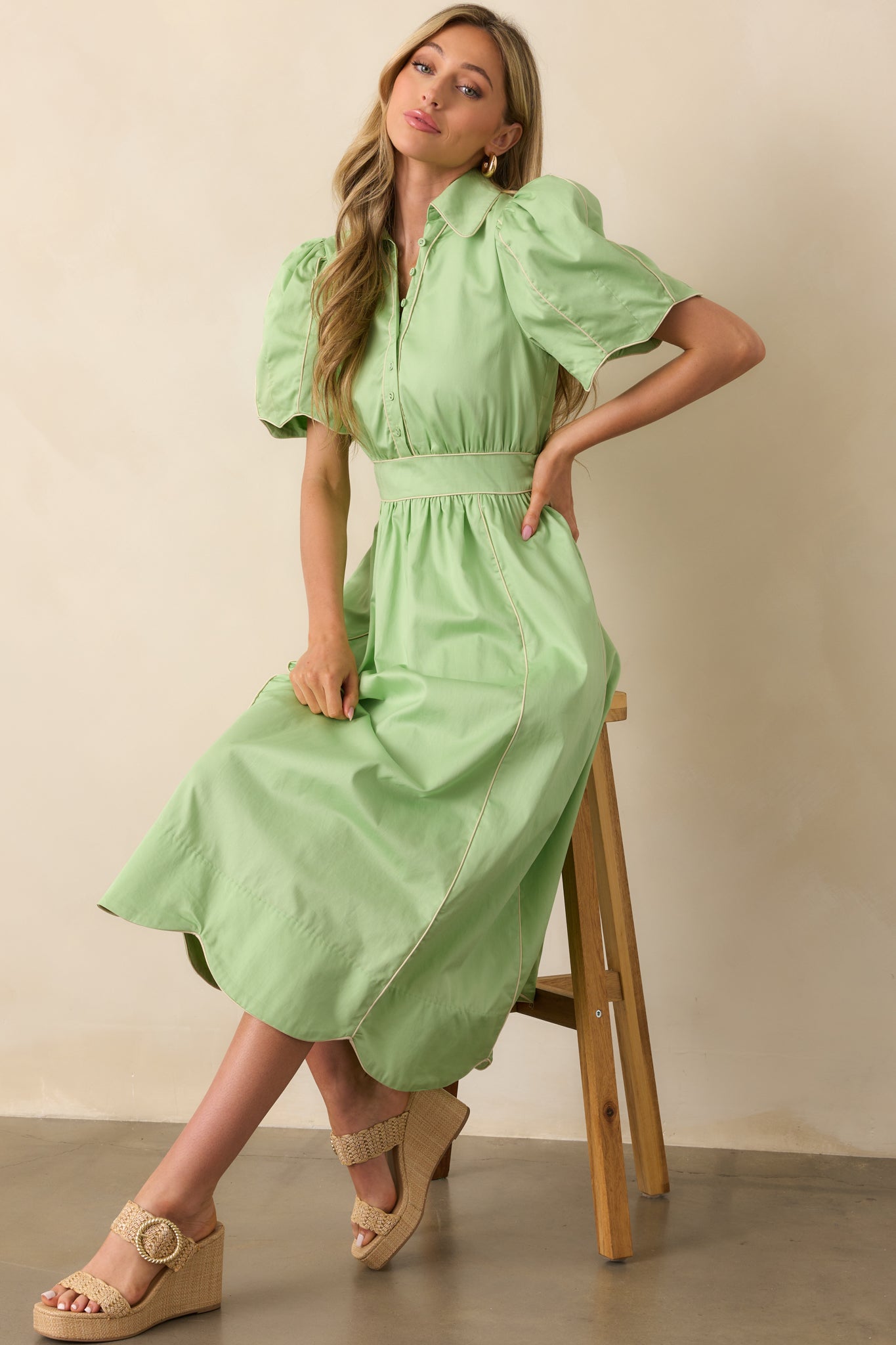 What Means The Most Light Green Cotton Maxi Shirt Dress What Means The Most Light Green Cotton Maxi Shirt Dress