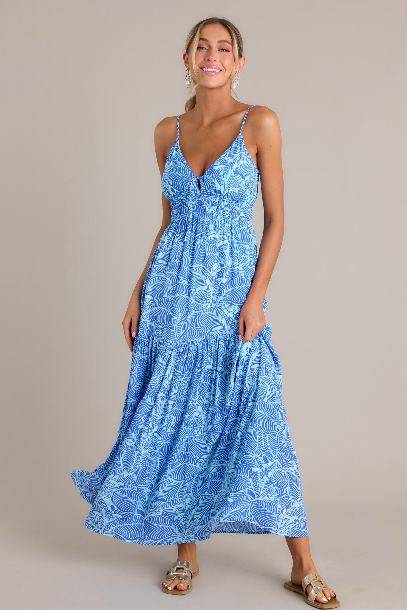 Z Supply Lisbon Arta Floral Blue Wave Maxi Dress Z Supply Lisbon Arta Floral Blue Wave Maxi Dress