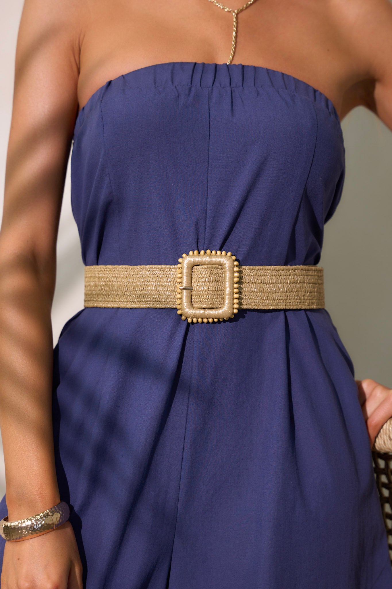 Tan Stretch Straw Belt - Vacation Ready Tan Stretch Straw Belt - Vacation Ready