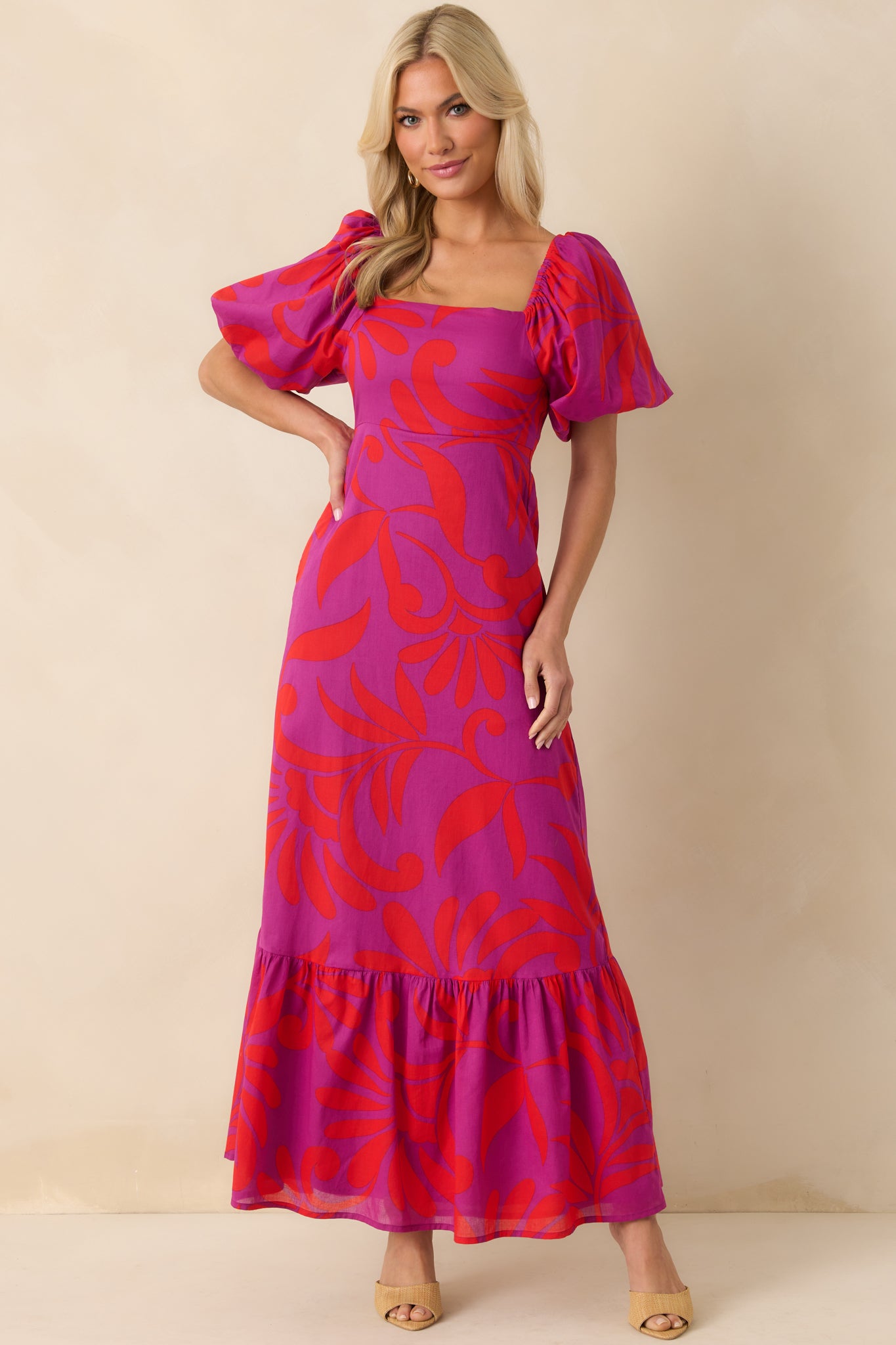 Purple Floral Cotton Short Sleeve Dress - Maxi Dresses | Red Dress Purple Floral Cotton Short Sleeve Dress - Maxi Dresses | Red Dress