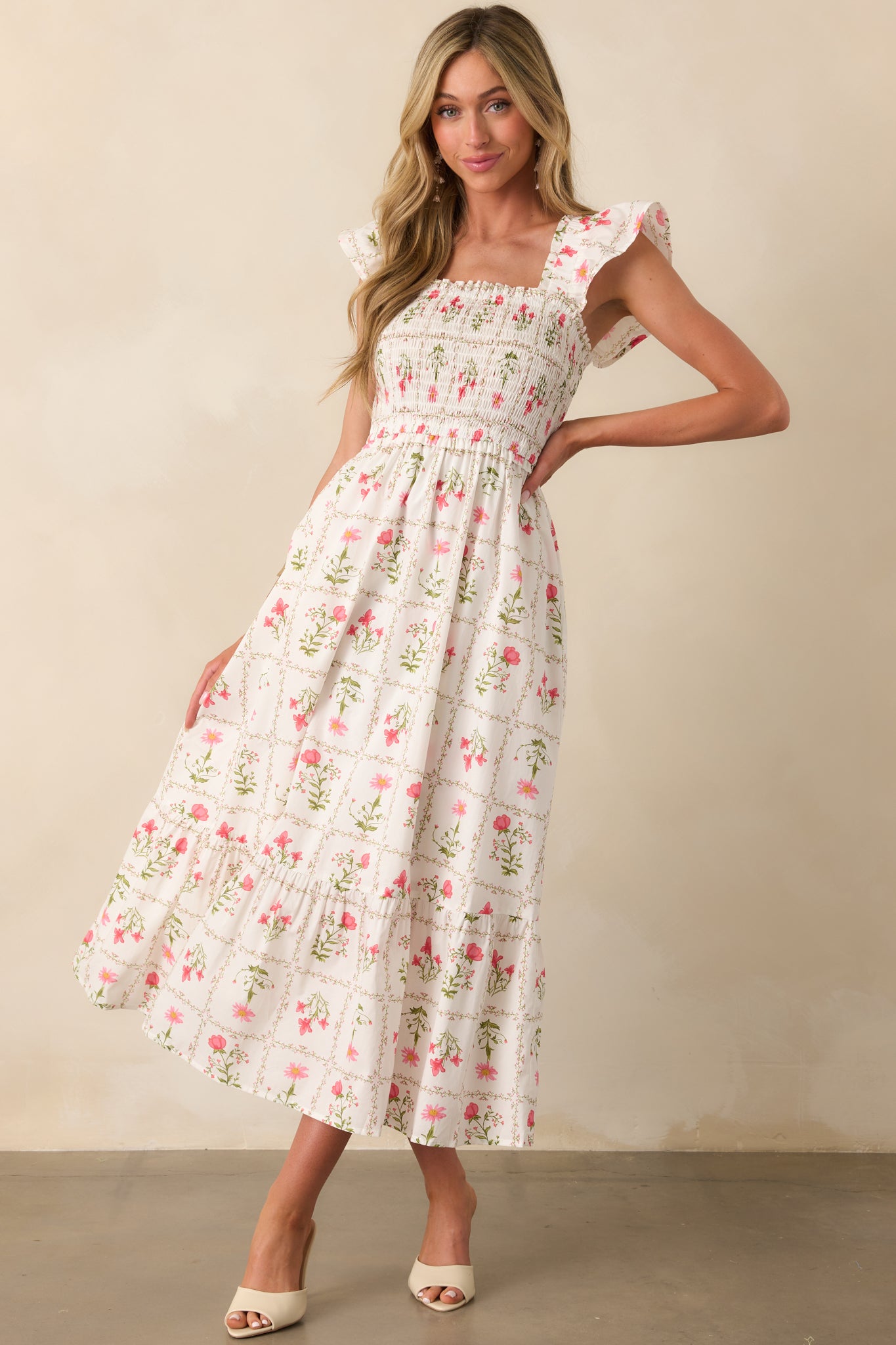 Pink Geometric Floral Cotton Dress - Maxi Dresses | Red Dress Pink Geometric Floral Cotton Dress - Maxi Dresses | Red Dress