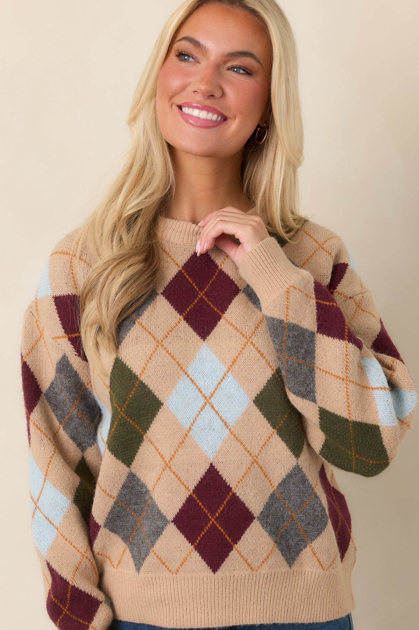 Good Thinking Camel Multi Argyle Sweater