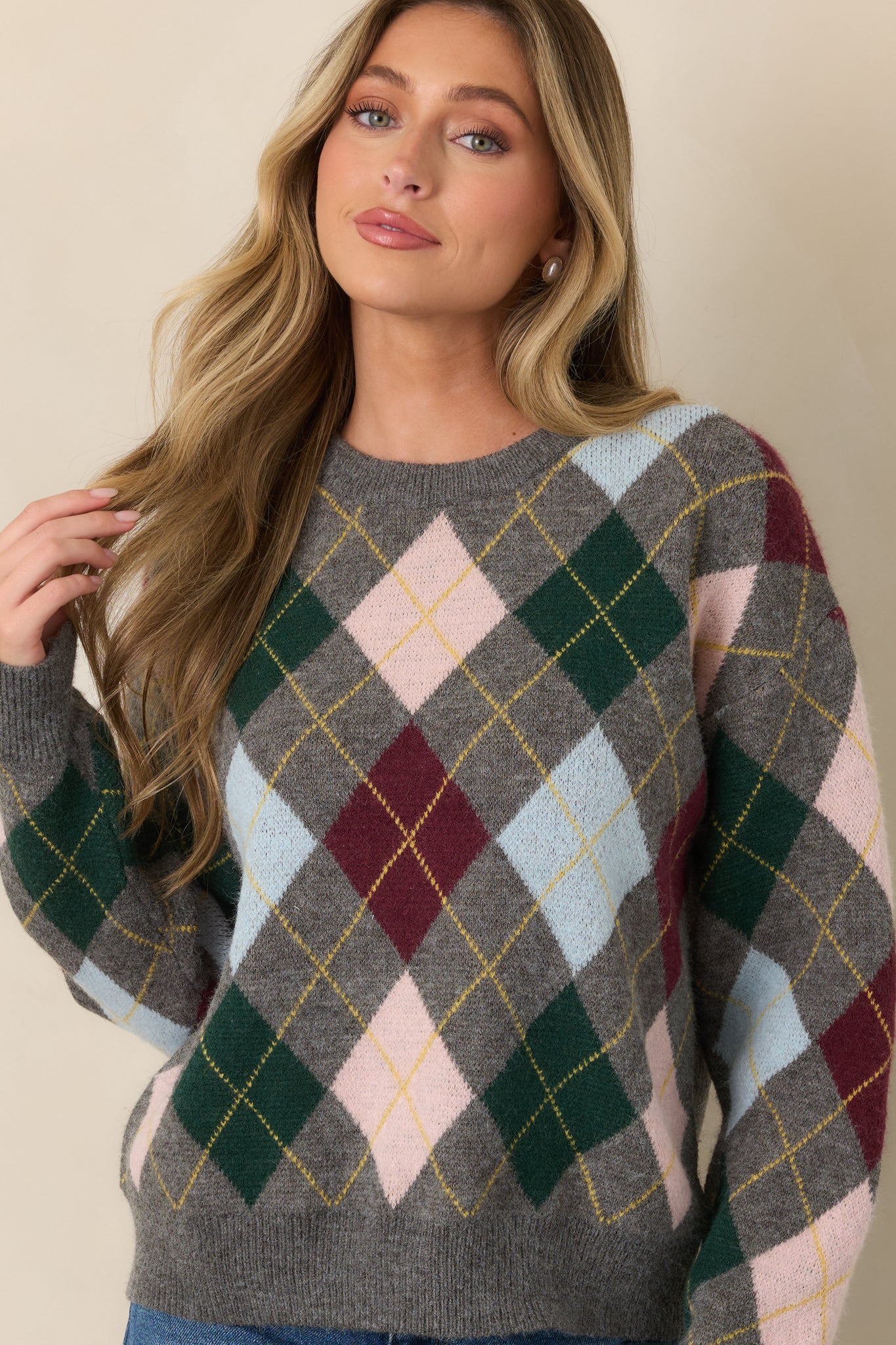 Good Thinking Grey Multi Argyle Sweater