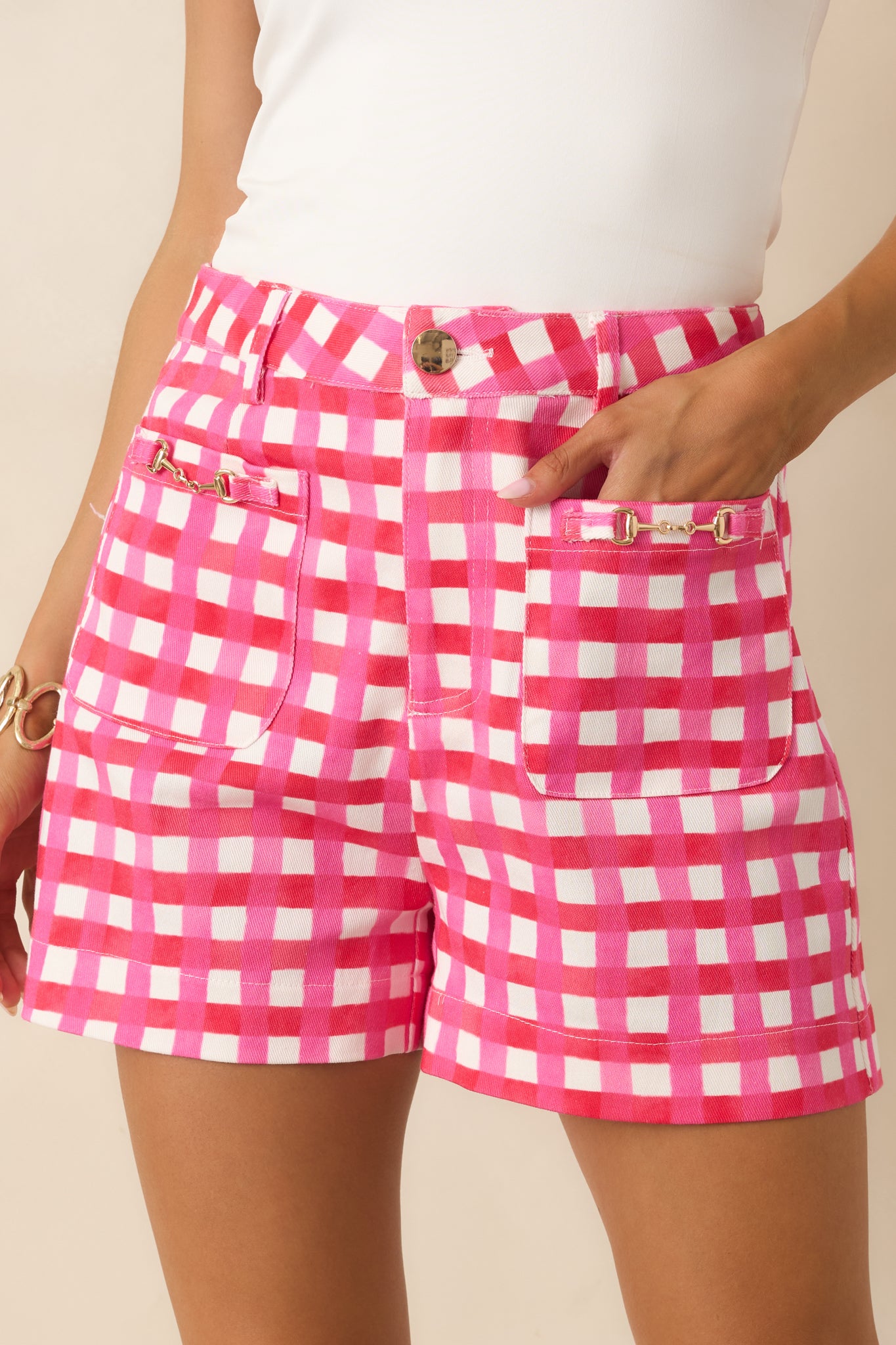 gingham dress shorts Cool As Can Be Pink Gingham Cotton Shorts