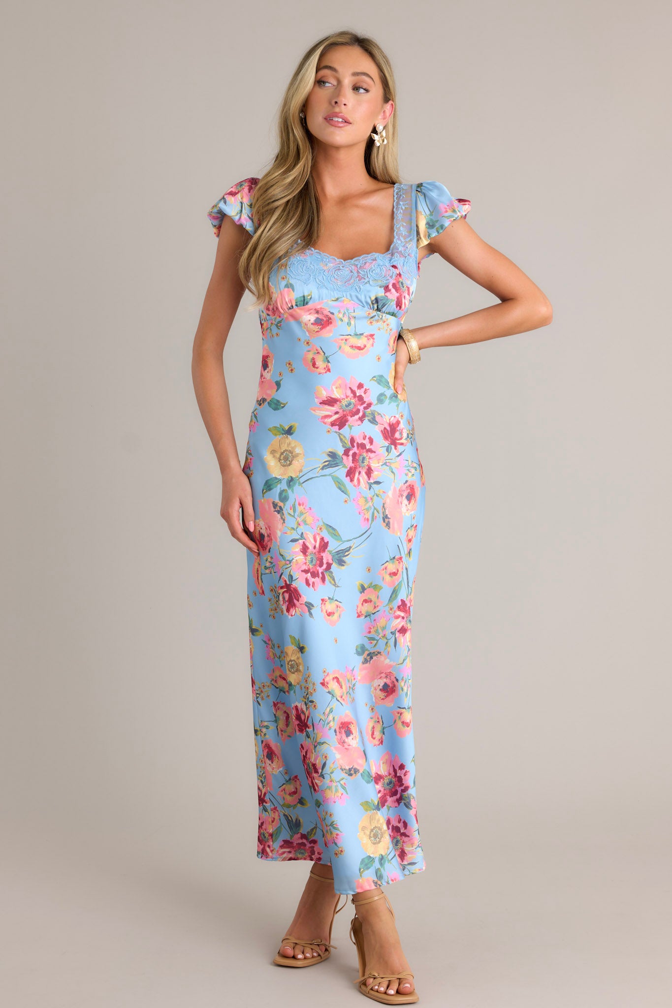 Sky Blue Floral Maxi Dress - All Dresses | Red Dress Sky Blue Floral Maxi Dress - All Dresses | Red Dress