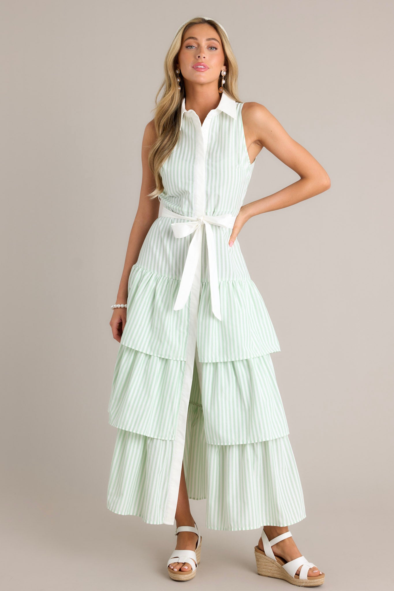 Mint Green Stripe Button Front Maxi Dress - All Dresses | Red Dress Mint Green Stripe Button Front Maxi Dress - All Dresses | Red Dress