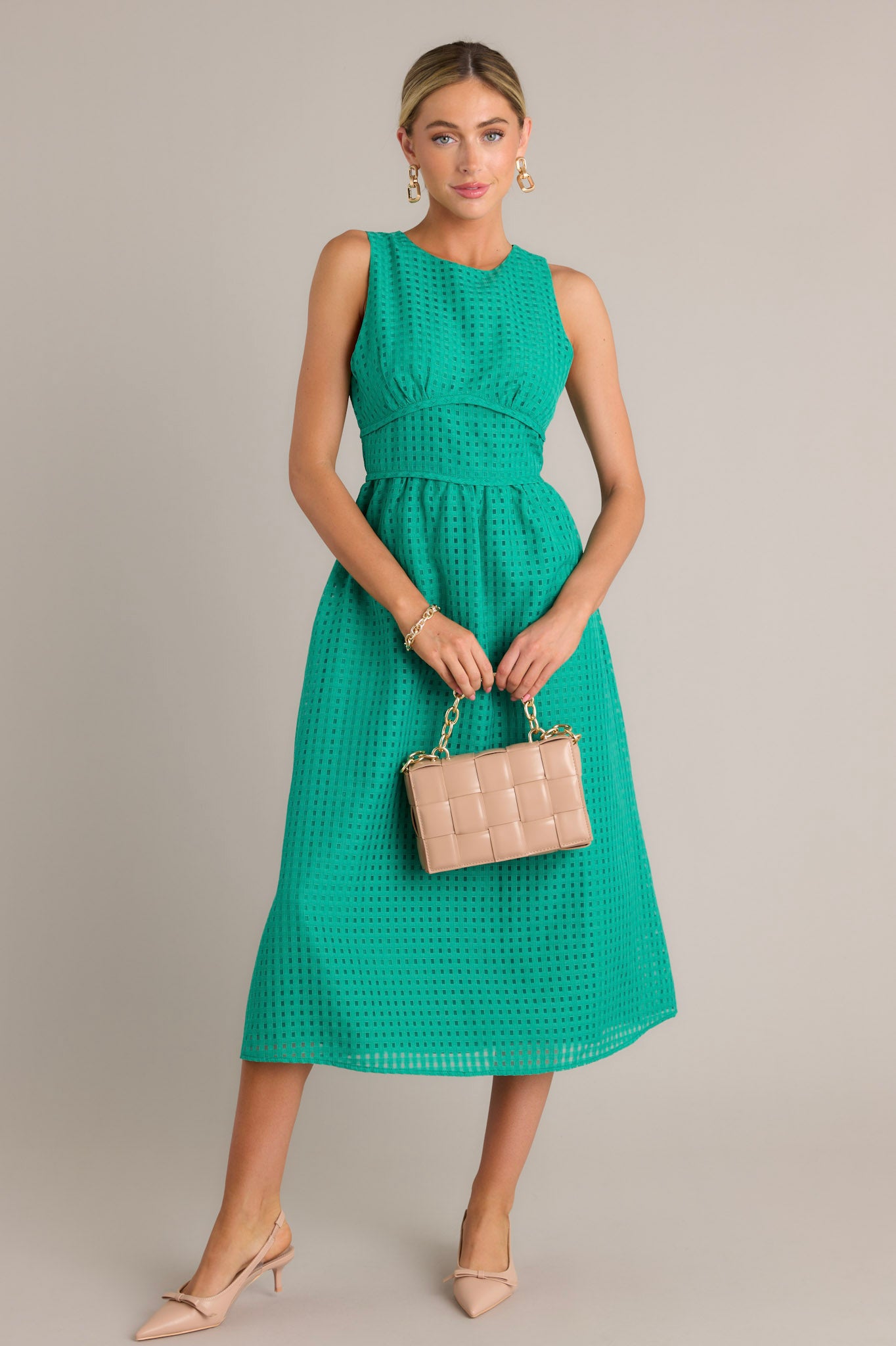Sophisticated Style Green Sleeveless Midi Dress Sophisticated Style Green Sleeveless Midi Dress
