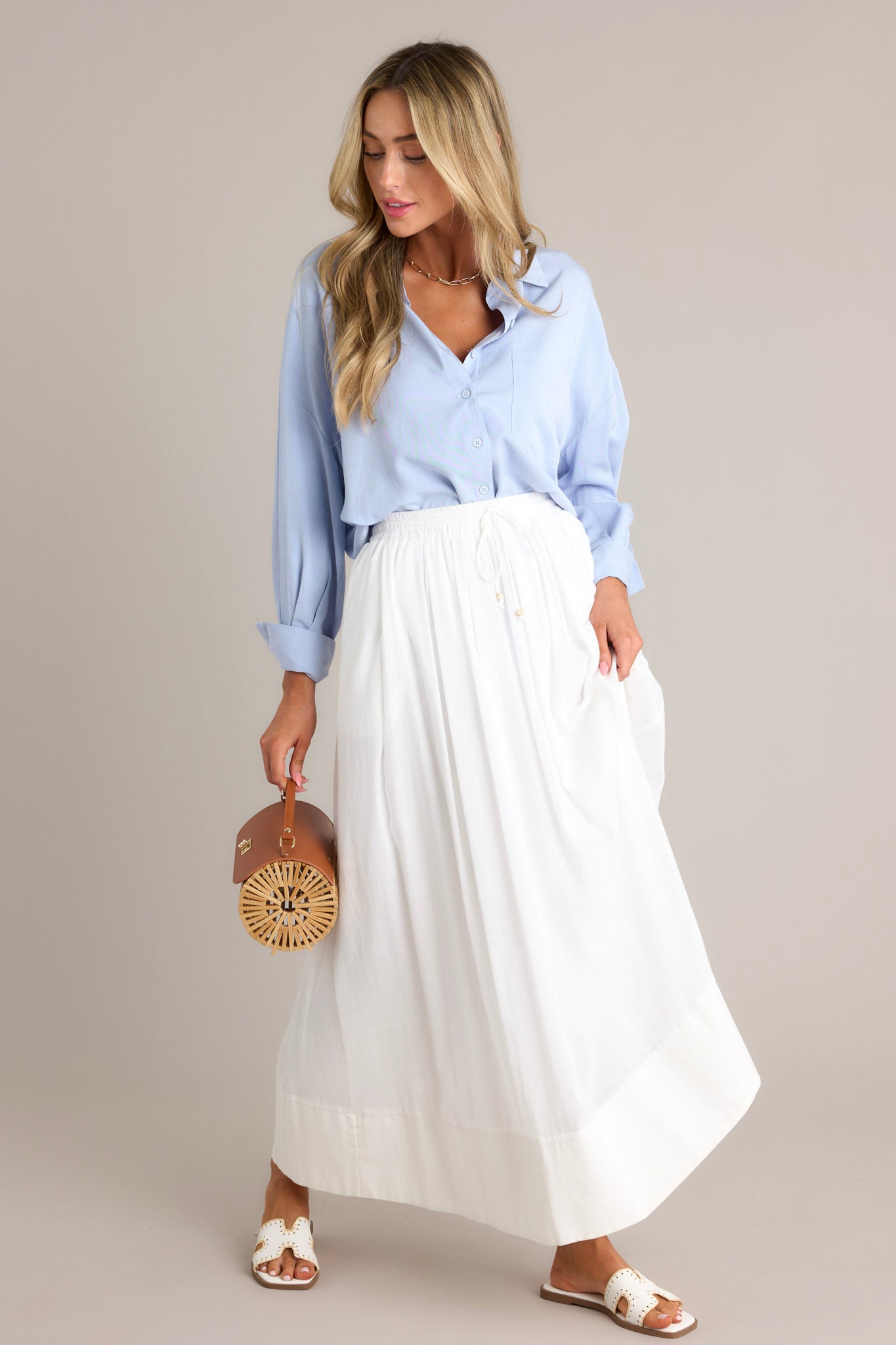 Through The Looking Glass White Maxi Skirt