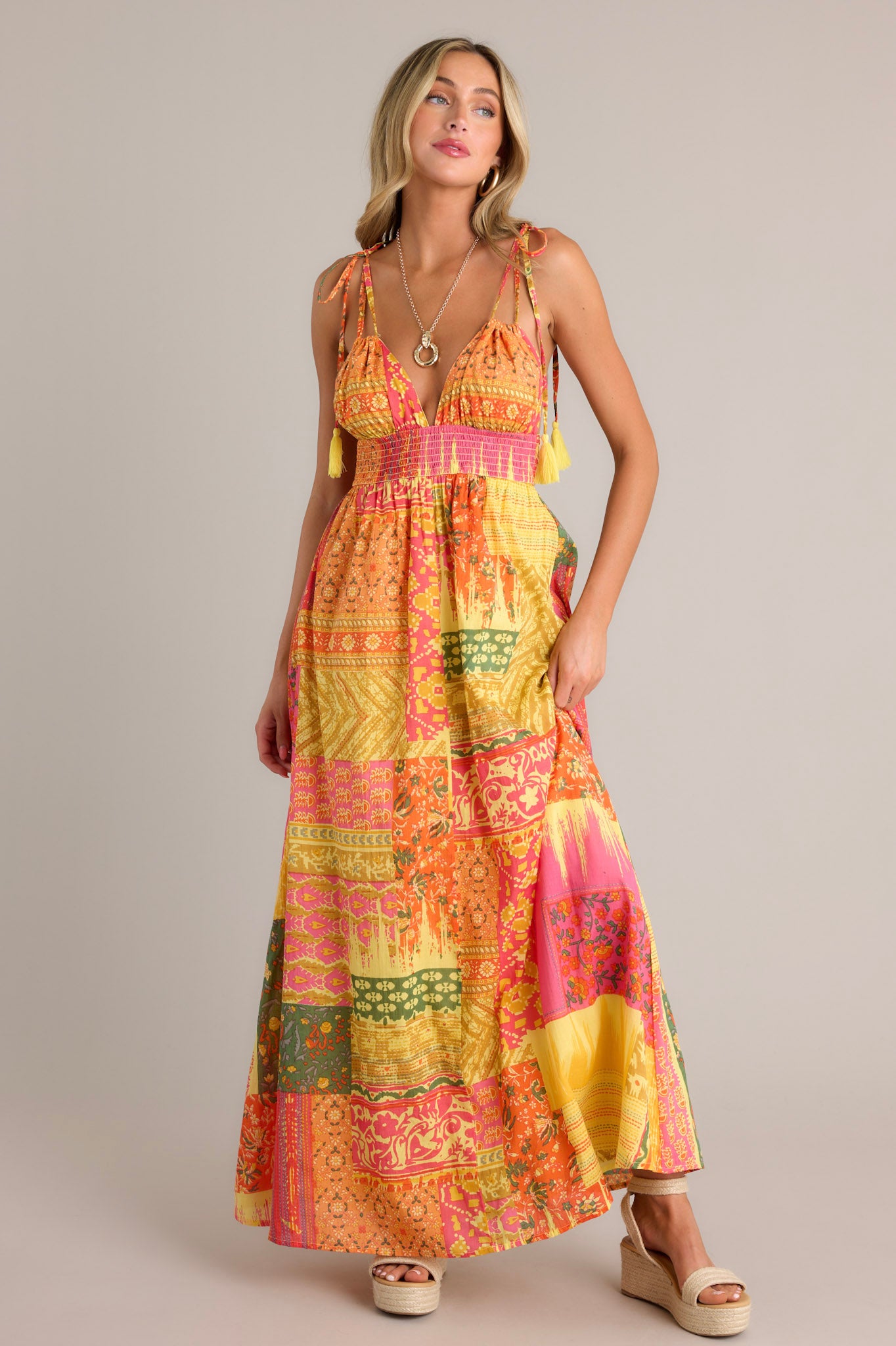 100% Cotton Orange Multi Patchwork Maxi Dress -All Dresses | Red Dress 100% Cotton Orange Multi Patchwork Maxi Dress -All Dresses | Red Dress