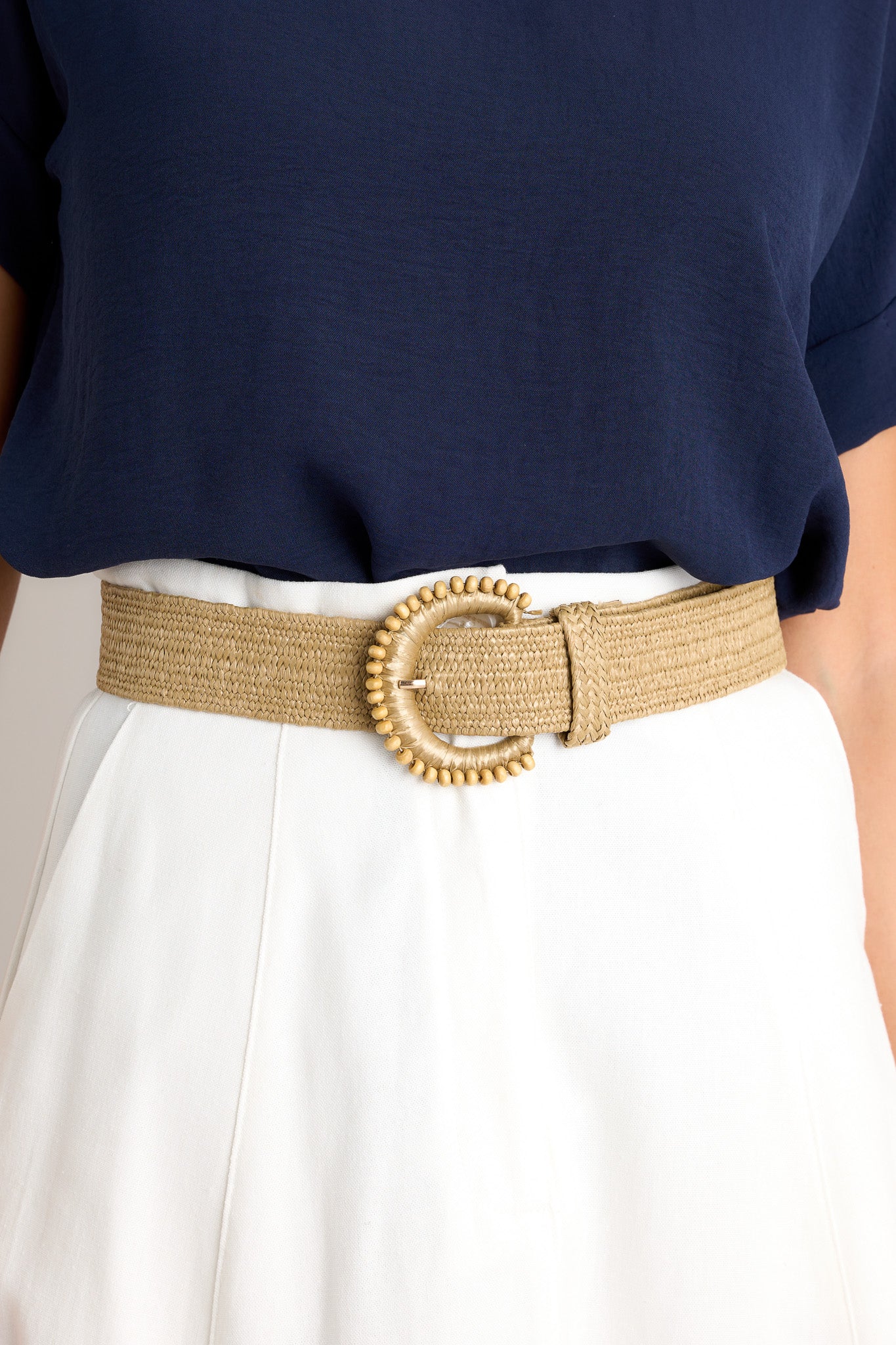 Belt with Ornate Plate Fastening in Khaki