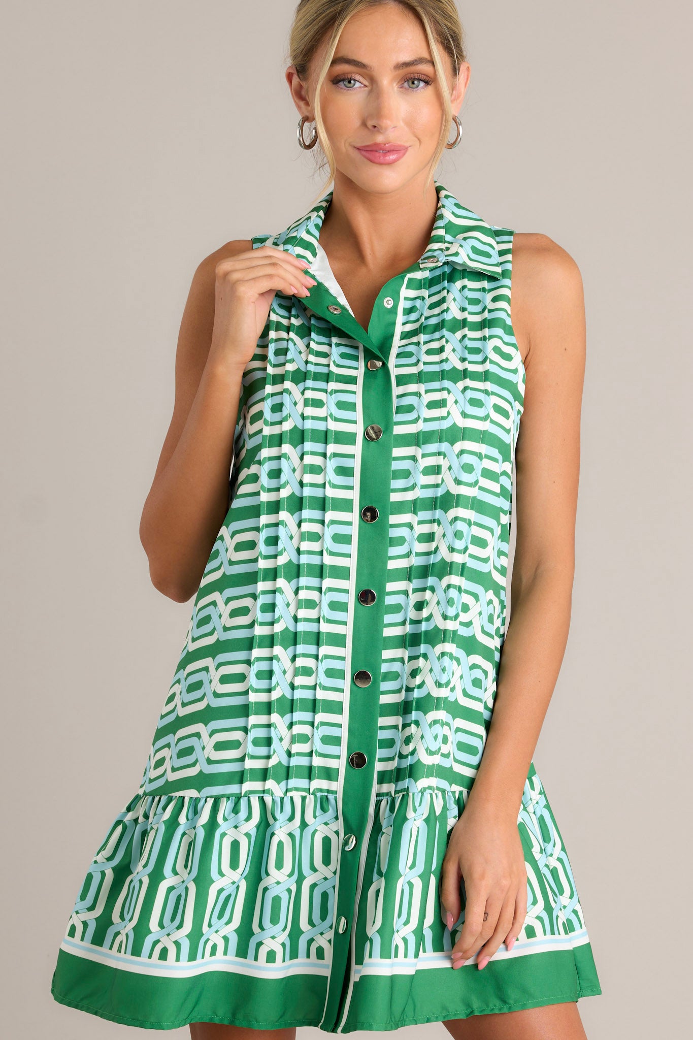 Green Multi Collared Mini Shirt Dress - All Dresses | Red Dress Green Multi Collared Mini Shirt Dress - All Dresses | Red Dress