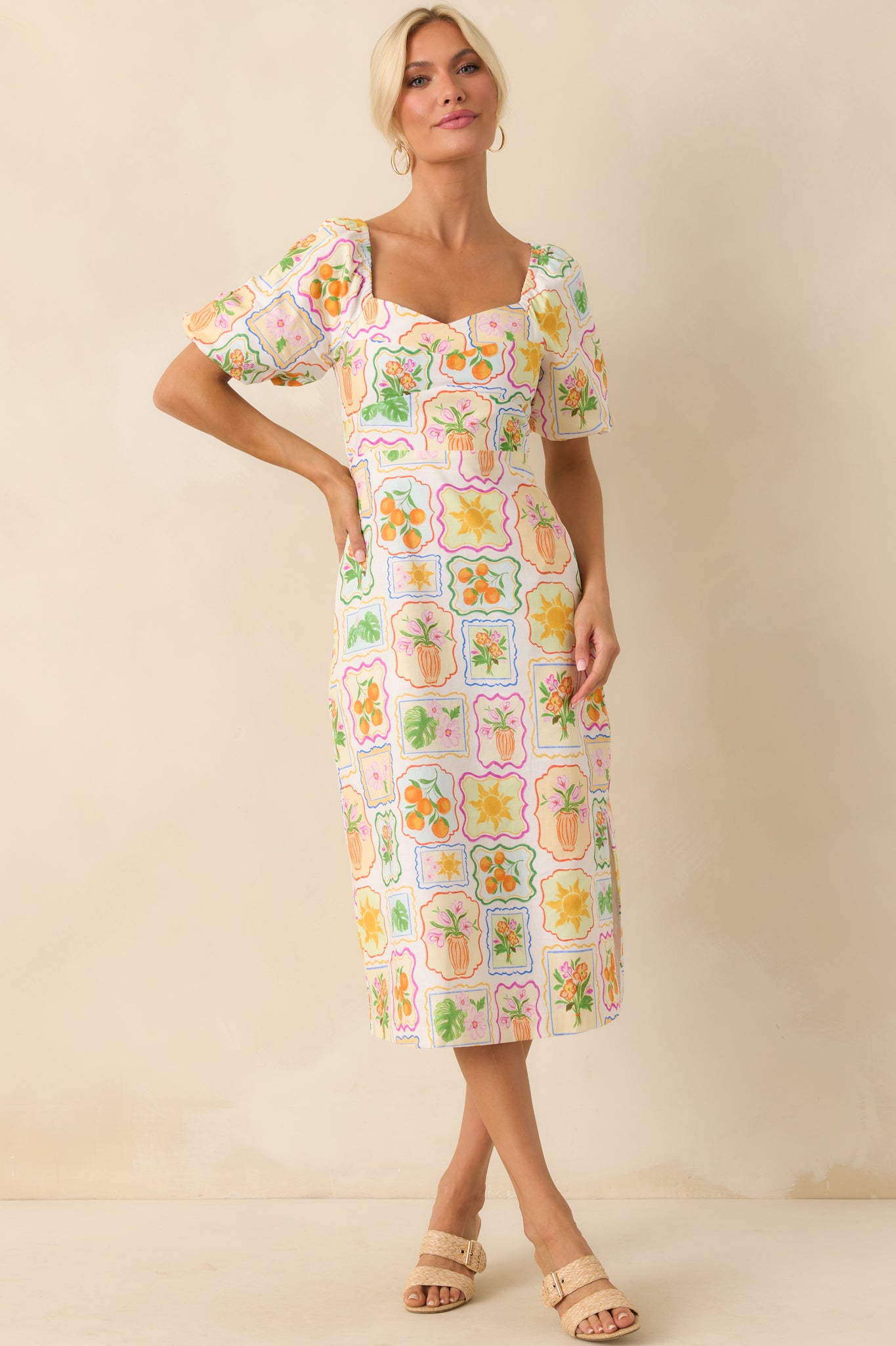 Prosperina Fancy Midi Dress In Vintage Vignettes Print