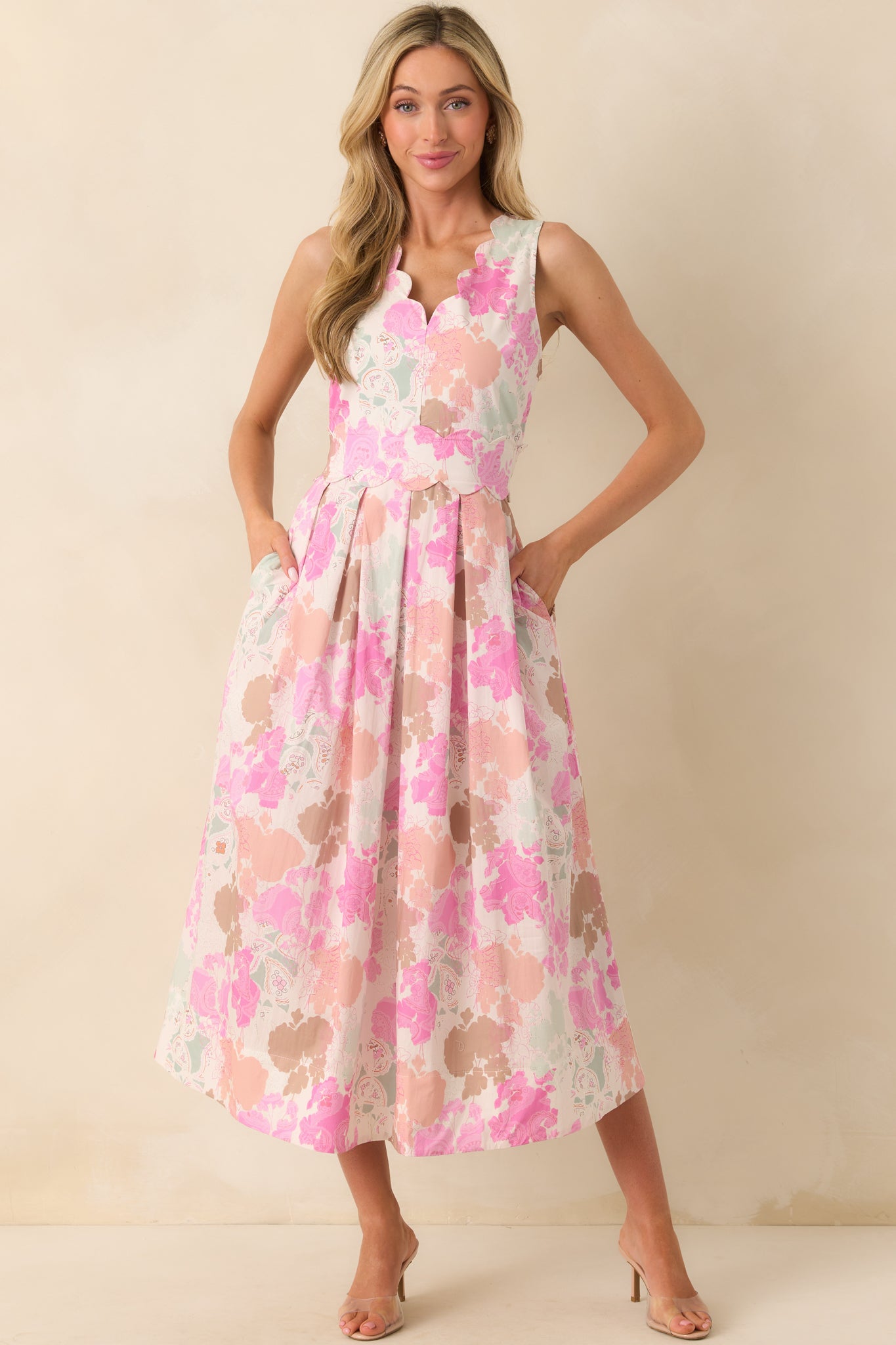 pink abstract dress Lulus | Pink Abstract V-Neck Pleated Satin Maxi Dress | Womens | XXL (Available in XS, L, XL)