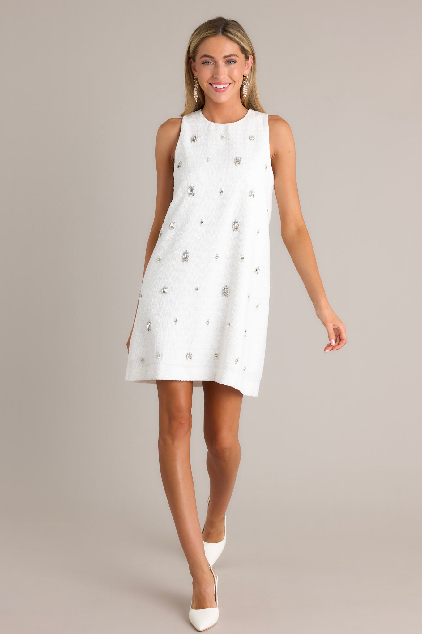 White Rhinestone Mini Dress - All Dresses | Red Dress White Rhinestone Mini Dress - All Dresses | Red Dress
