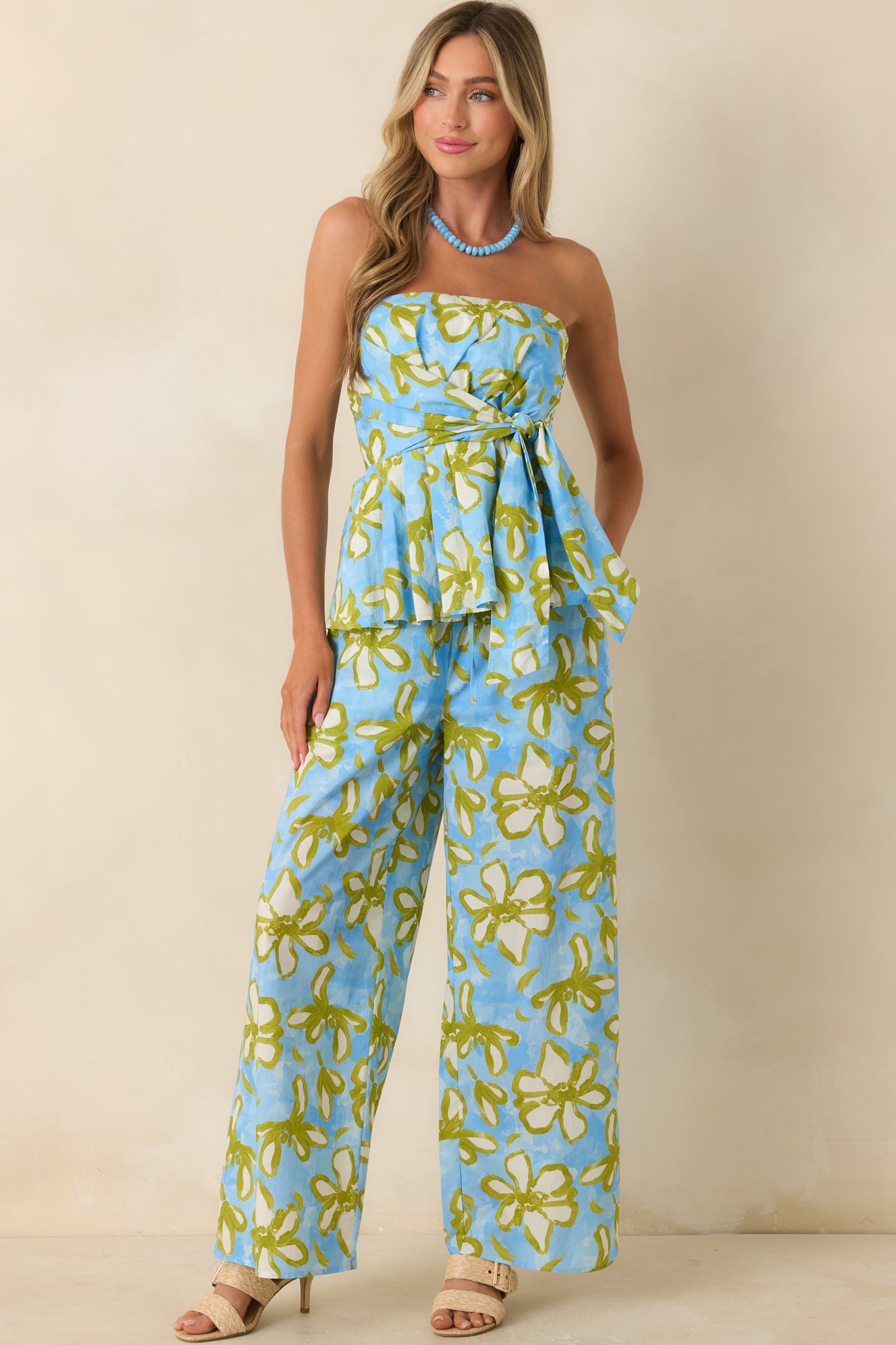 Lightweight cotton pants showcasing a colorful floral pattern, comfortable pull-on waistband, and effortless drape through the legs.