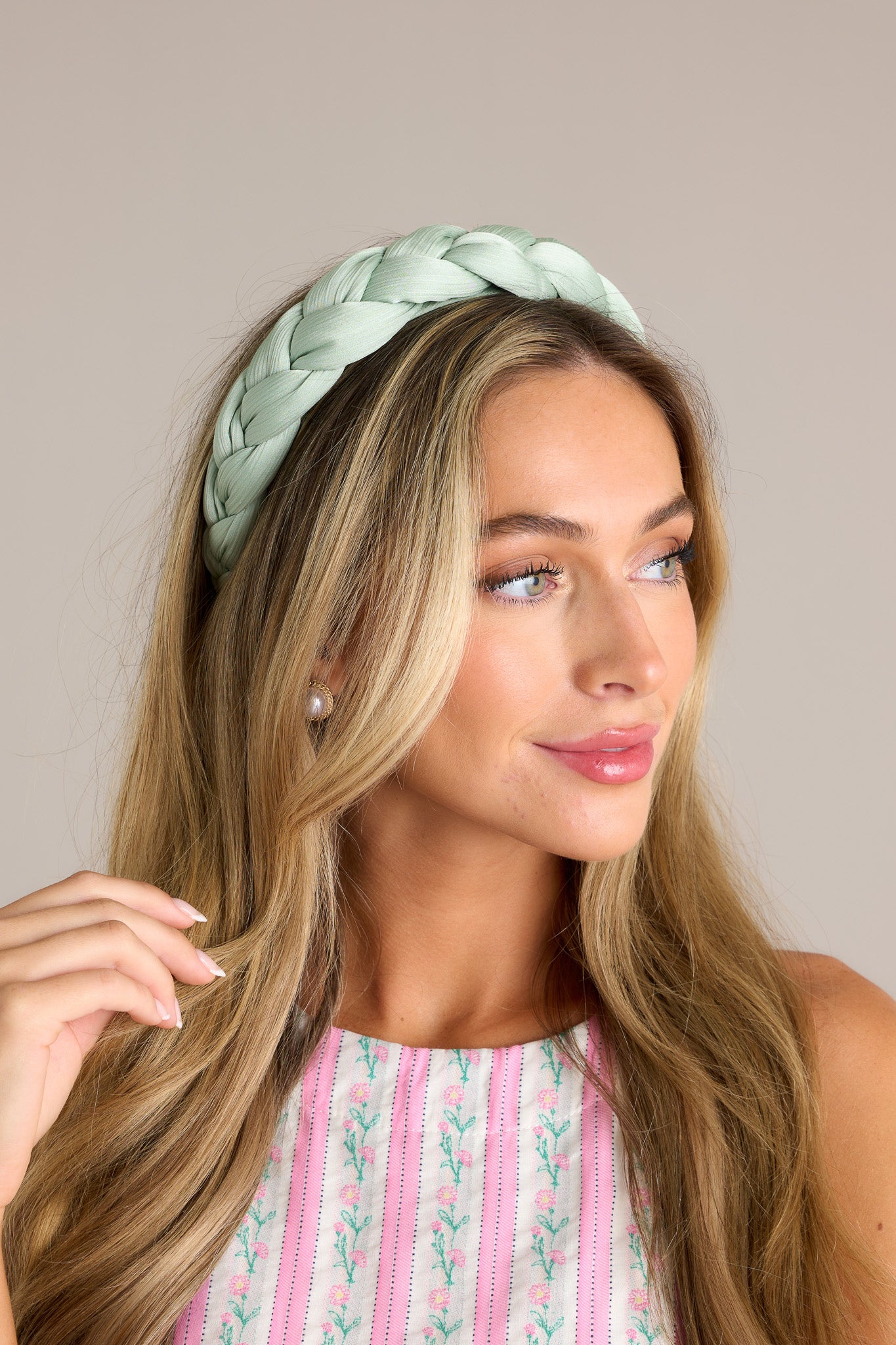 Light Green Braided Headband - All Accessories | Red Dress Light Green Braided Headband - All Accessories | Red Dress