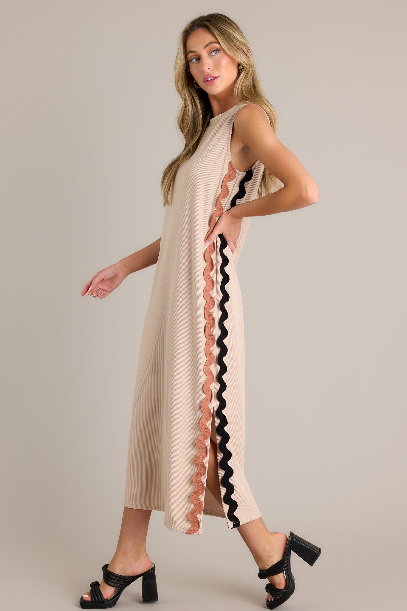taupe midi dress Dewlight Midi Dress in Warm Taupe
