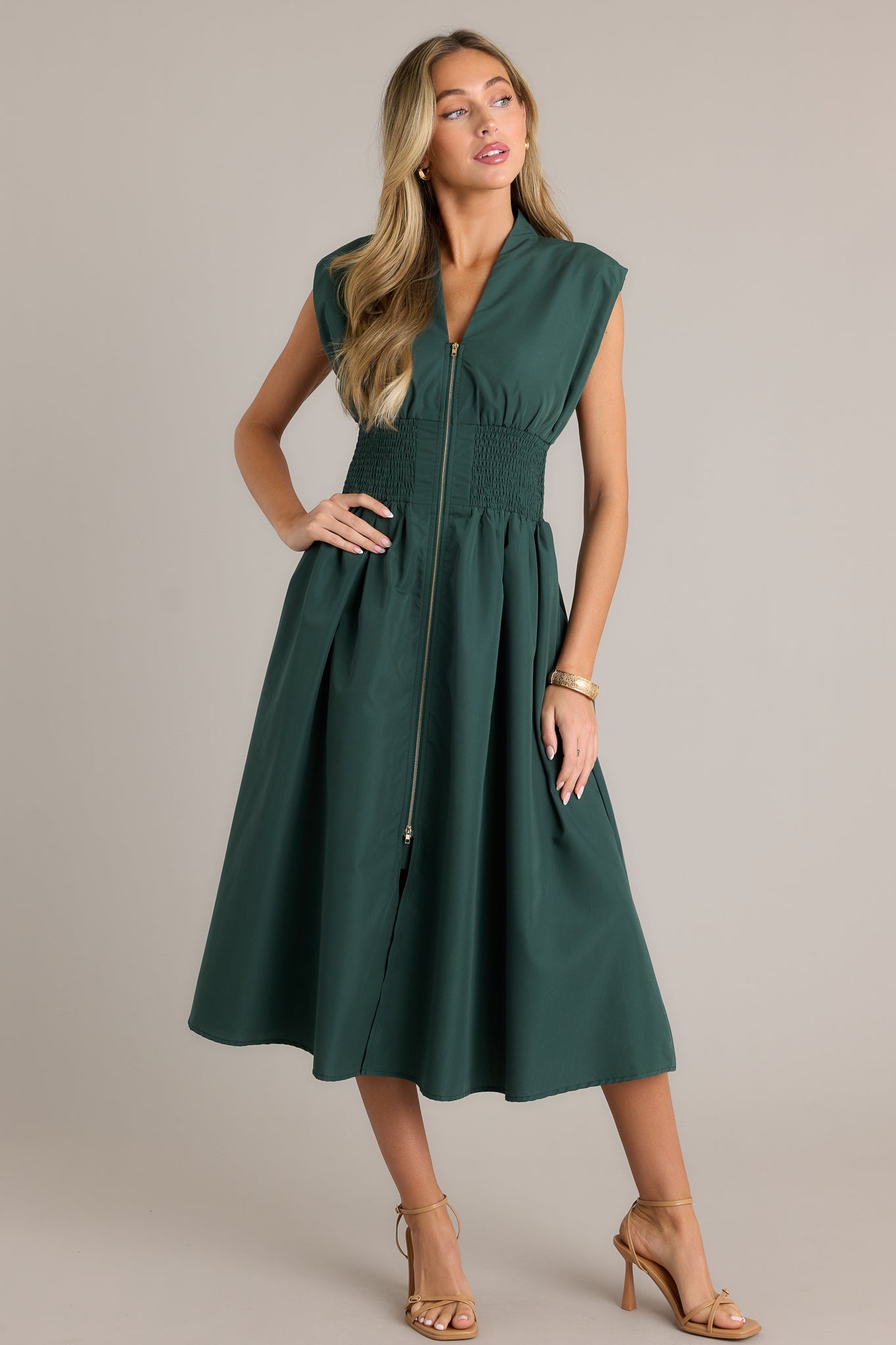 The Evette Hunter Green Midi Dress - All Dresses | Red Dress The Evette Hunter Green Midi Dress - All Dresses | Red Dress