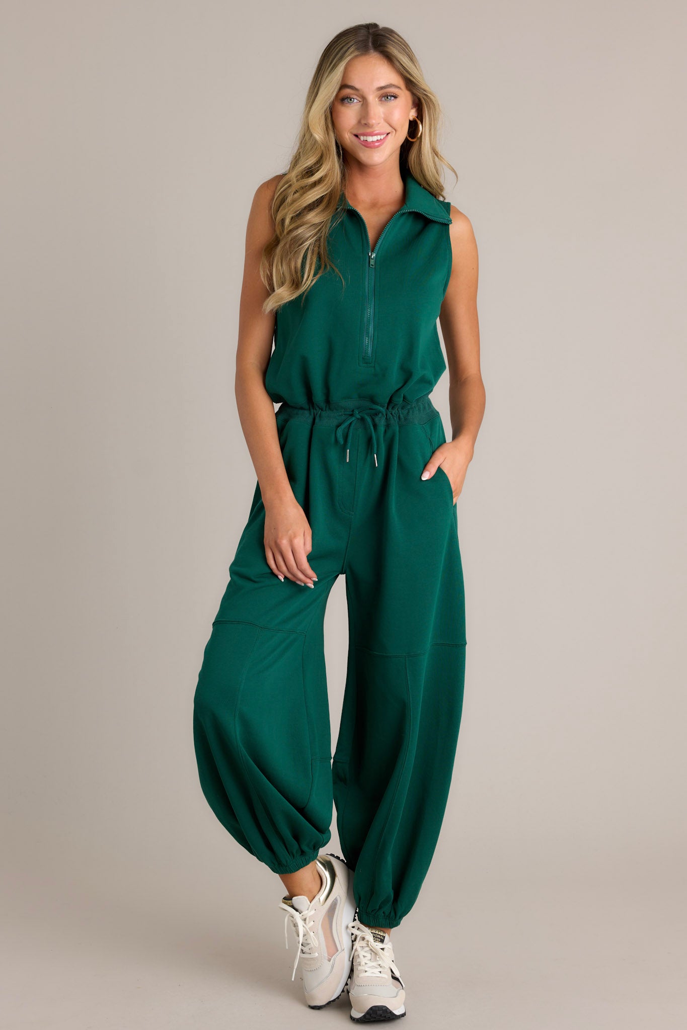 Effortless Luxe Hunter Green Zip Front Jumpsuit Effortless Luxe Hunter Green Zip Front Jumpsuit