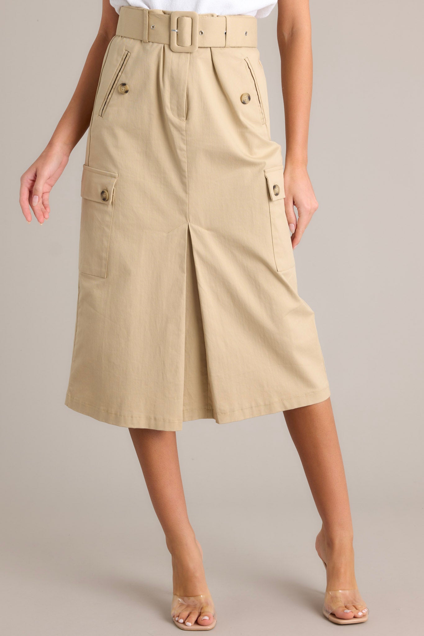 beige cargo dress Eleanor Denim Cargo Dress