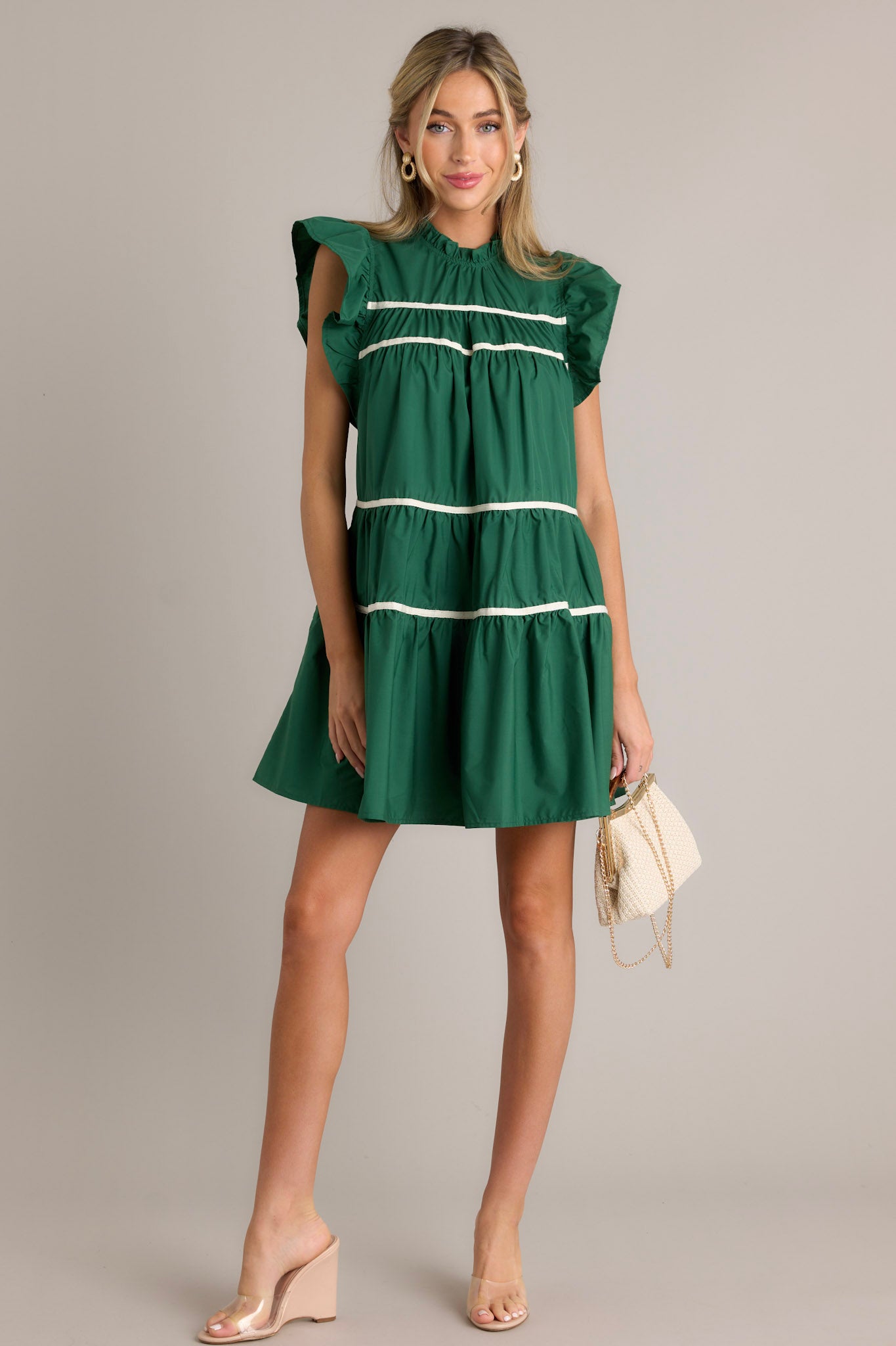 Green Ruffle Sleeve Mini Dress - All Dresses Green Ruffle Sleeve Mini Dress - All Dresses