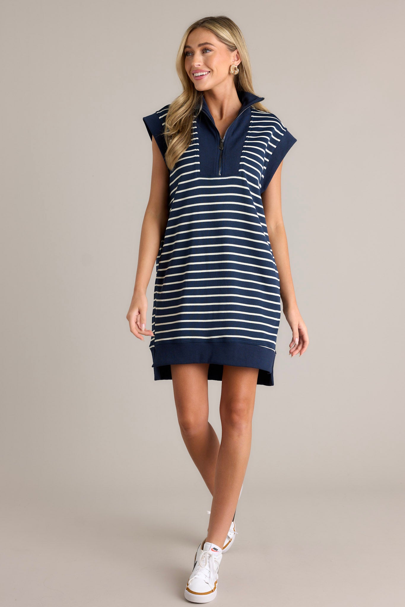Mindy Dress - Navy Stripe