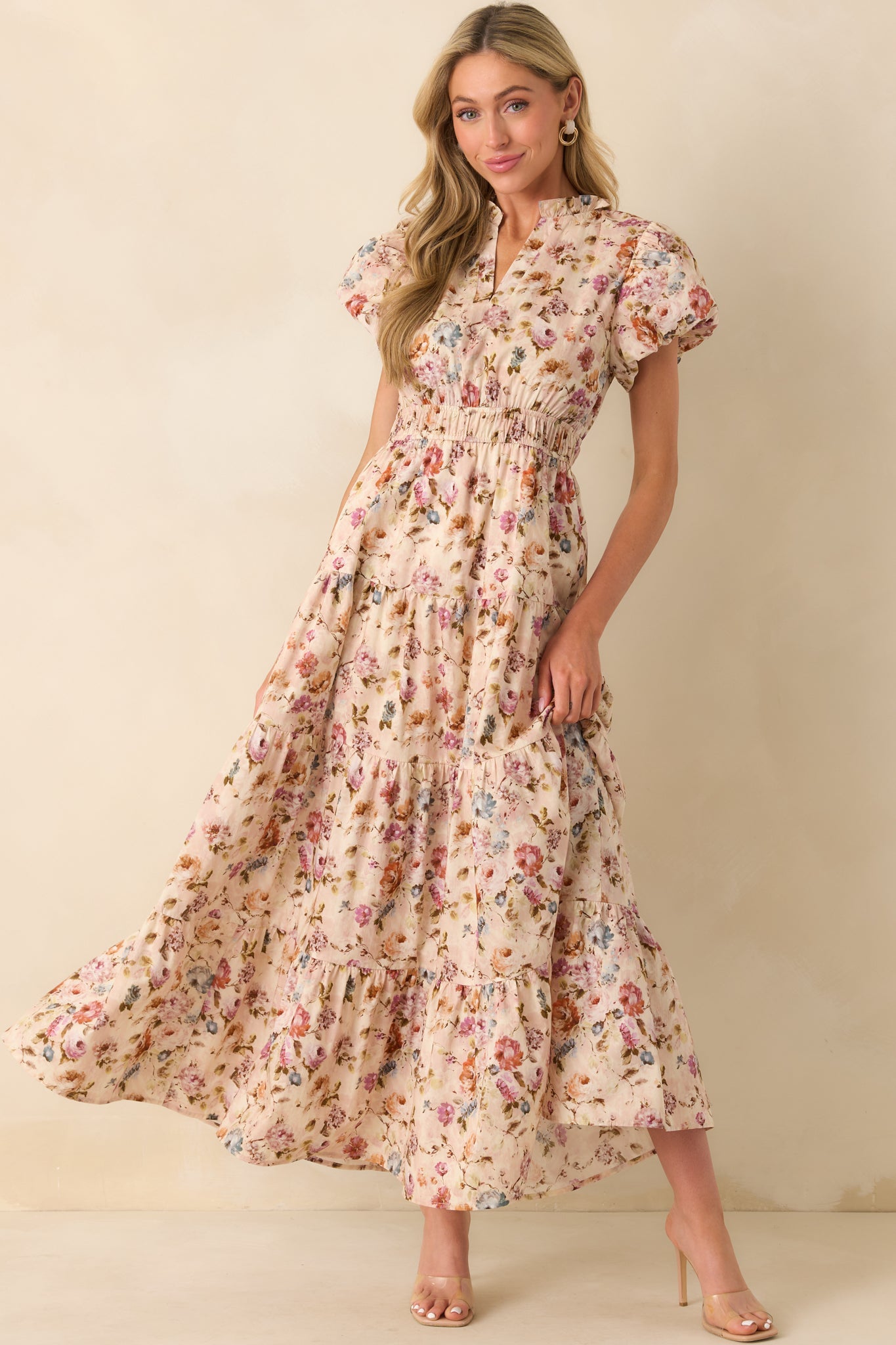 A full-length shot emphasizing the lightweight cotton fabric and overall flow of the dress.