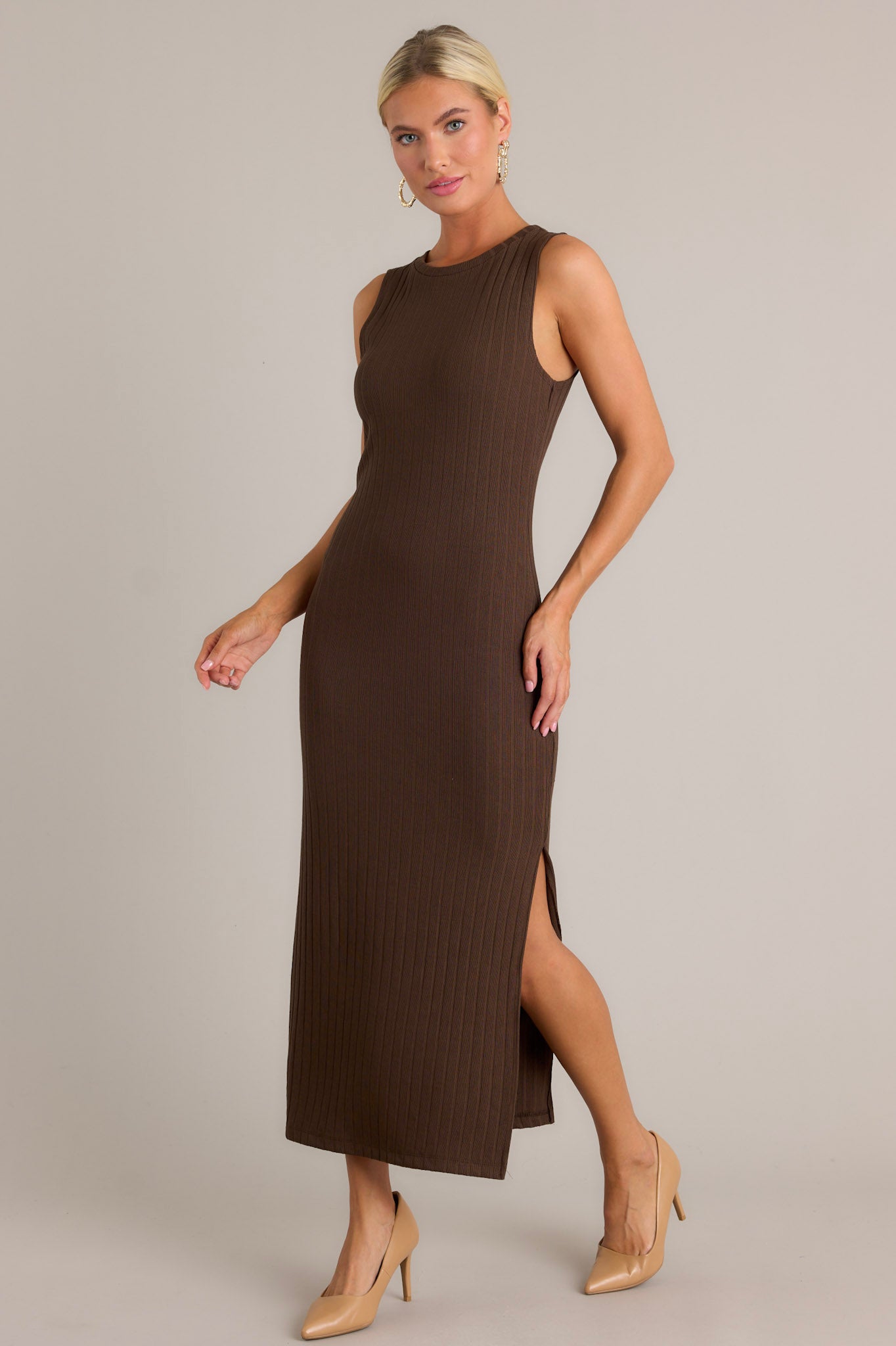 Z Supply Raewyn Dark Chocolate Rib Midi Dress Z Supply Raewyn Dark Chocolate Rib Midi Dress