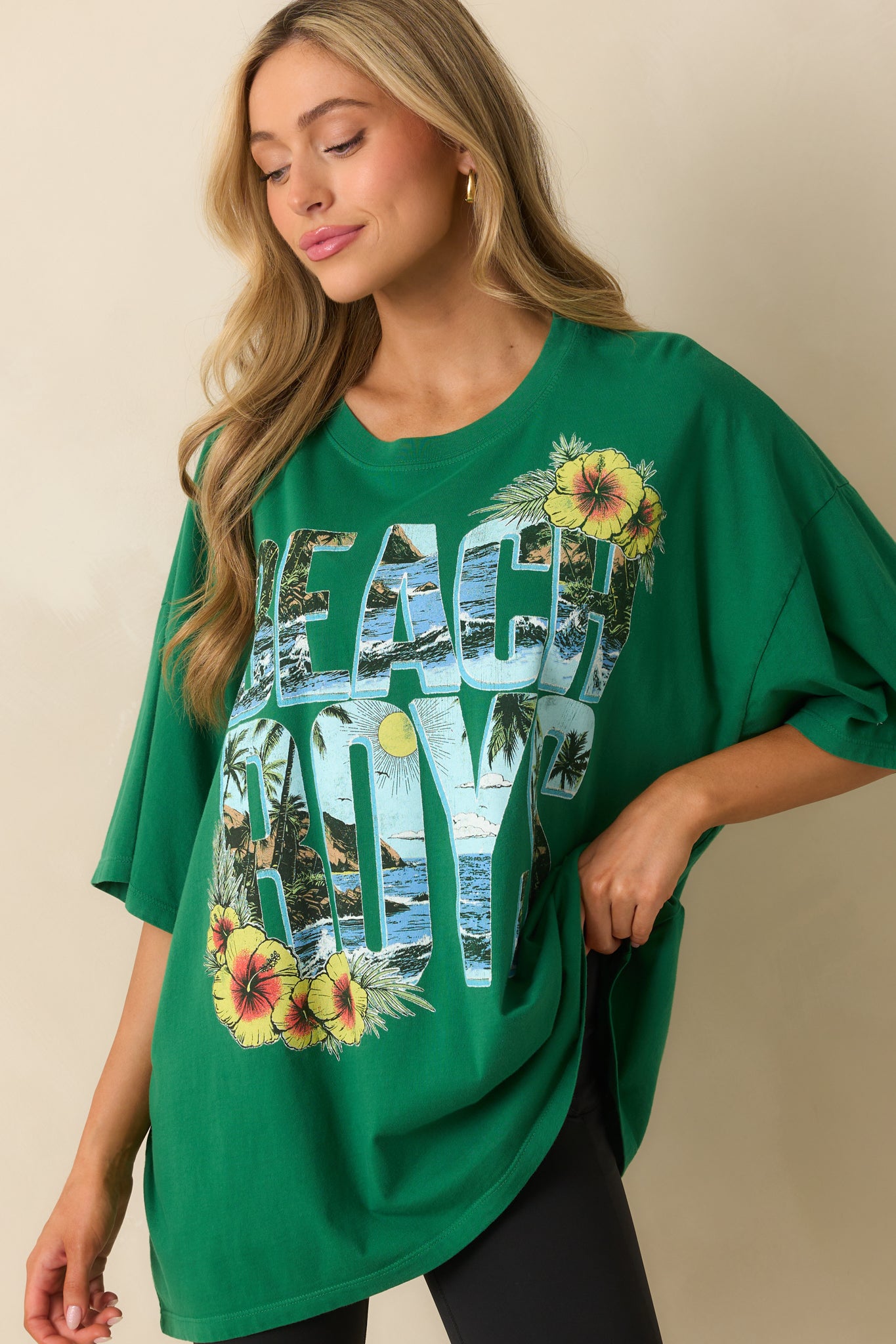 Cropped front view focusing on the vibrant "Beach Boys" tropical graphic.