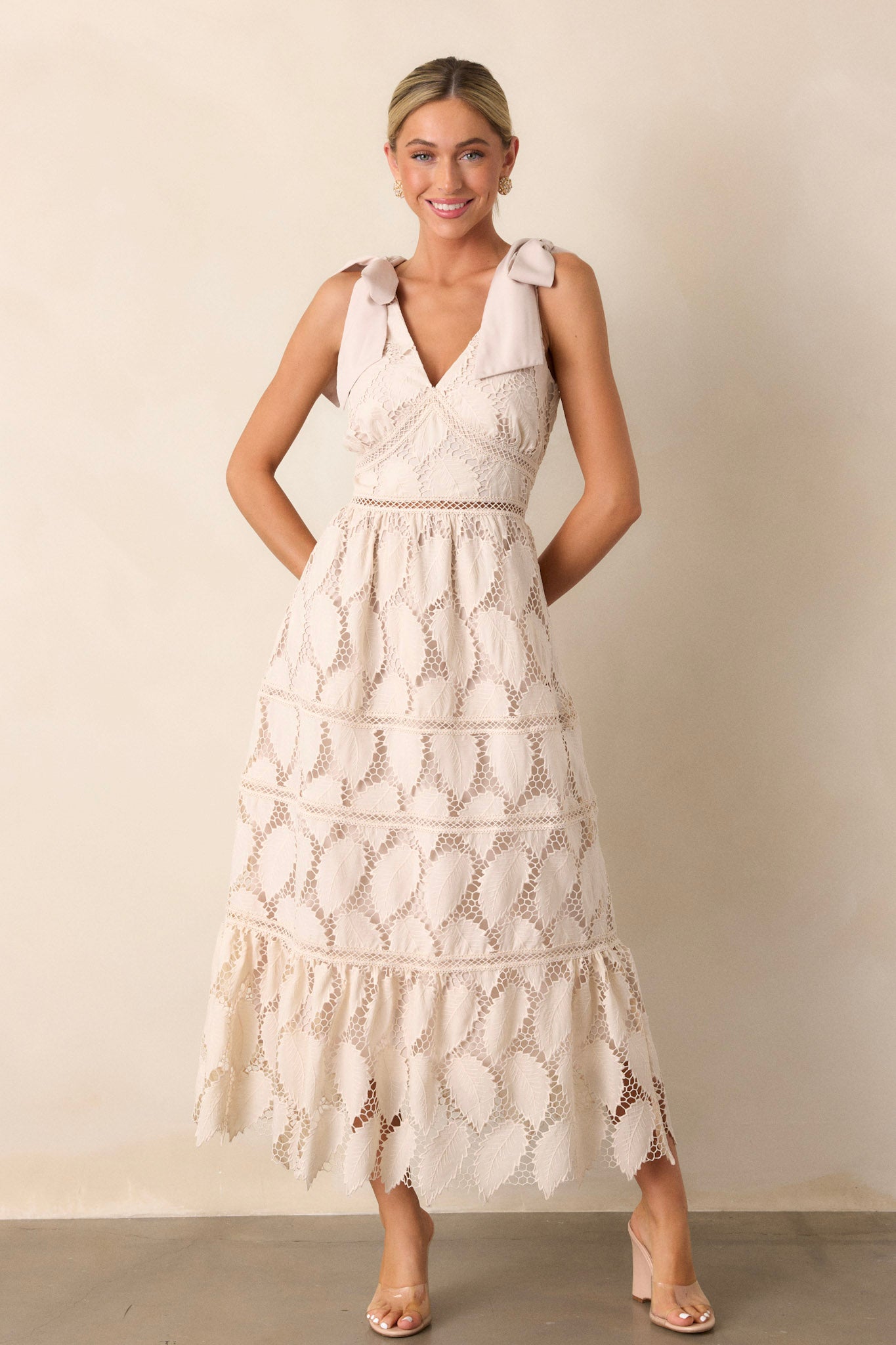 Cinnamon Girl Light Beige Lace Maxi Dress Cinnamon Girl Light Beige Lace Maxi Dress