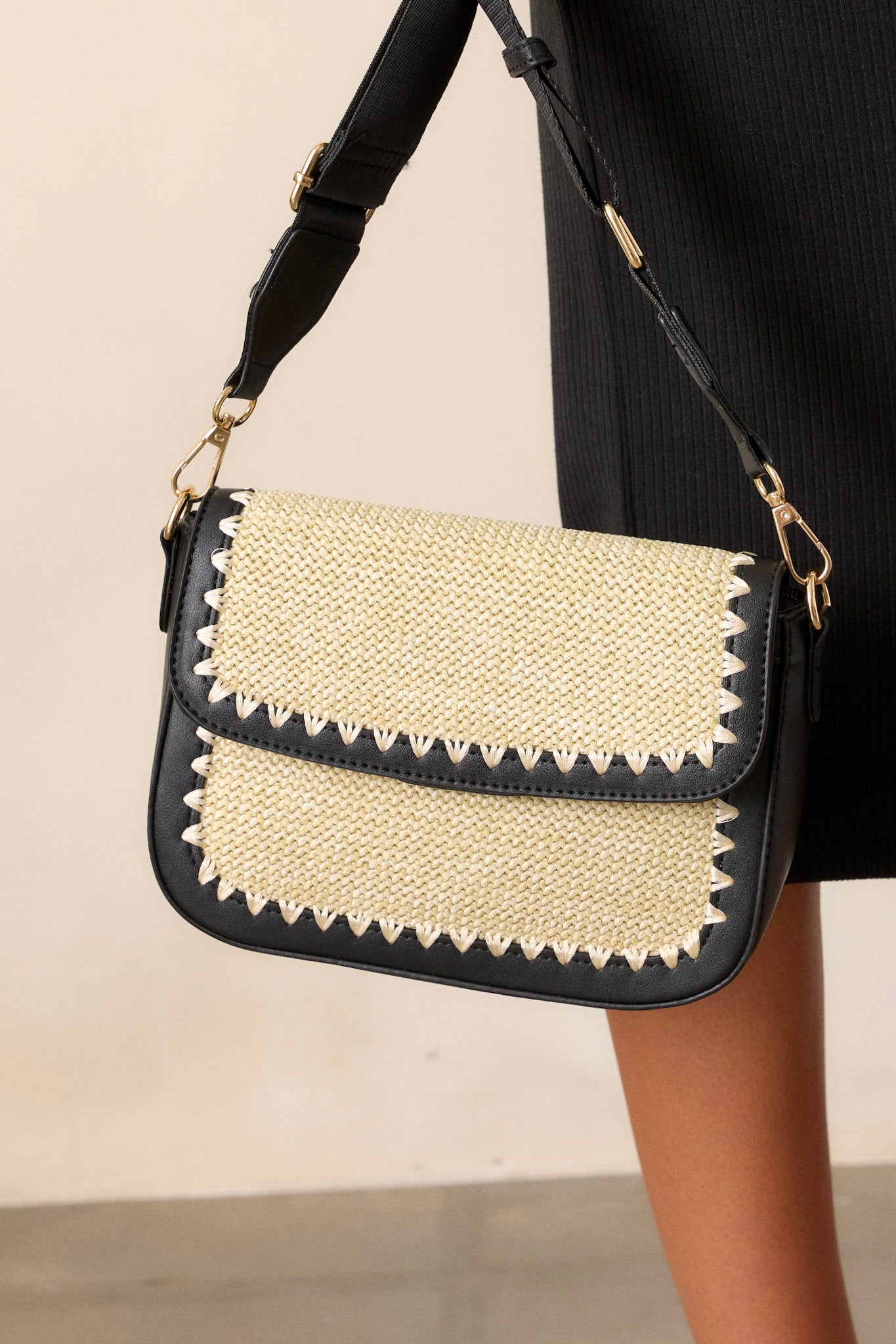 Natural Woven Black Handbag - All Accessories | Red Dress Natural Woven Black Handbag - All Accessories | Red Dress