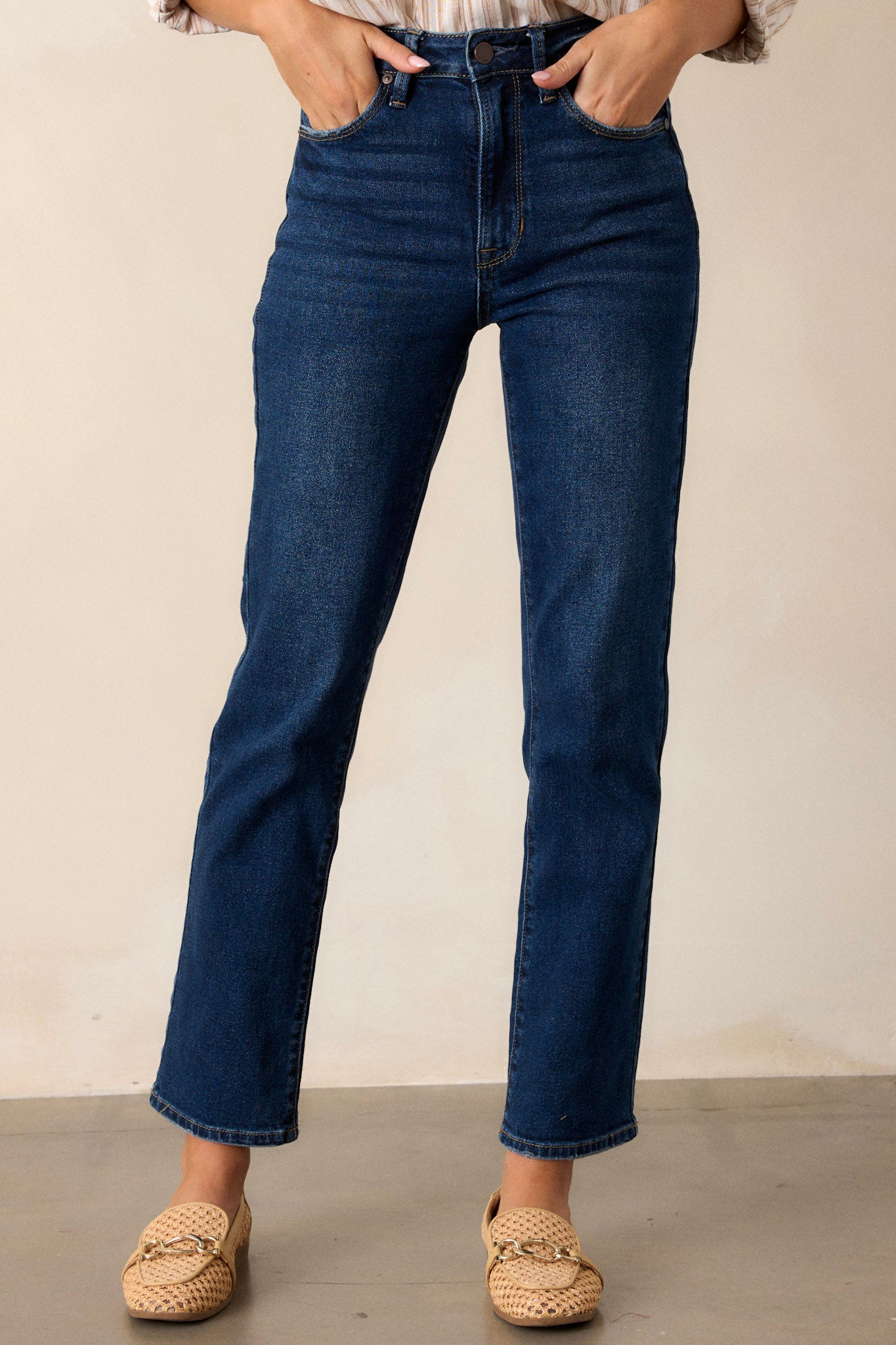 Dark Wash Straight Leg Jeans - All Denim | Red Dress