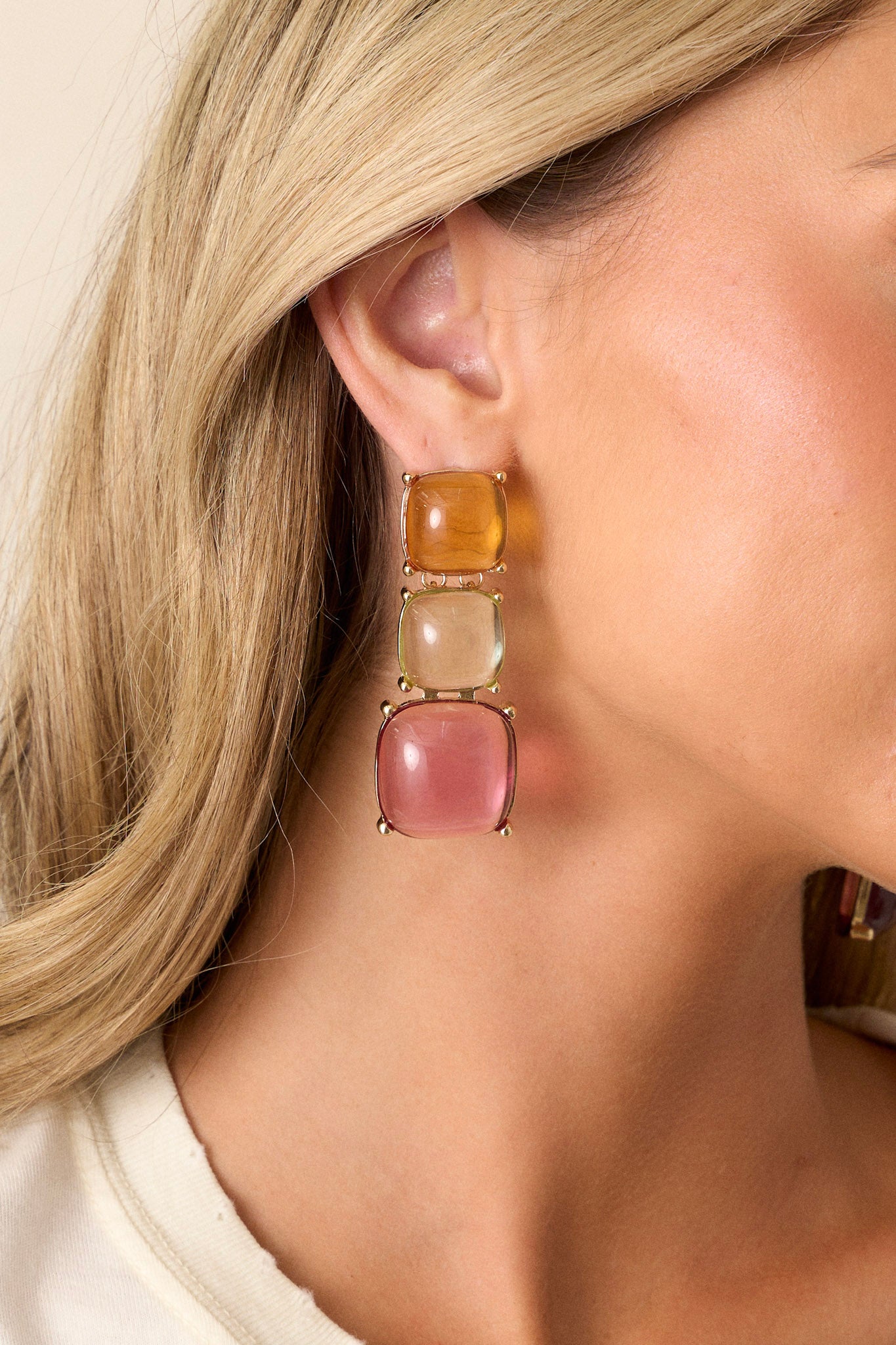 Pink Multi Stone Statement Earrings - All Earrings | Red Dress Pink Multi Stone Statement Earrings - All Earrings | Red Dress