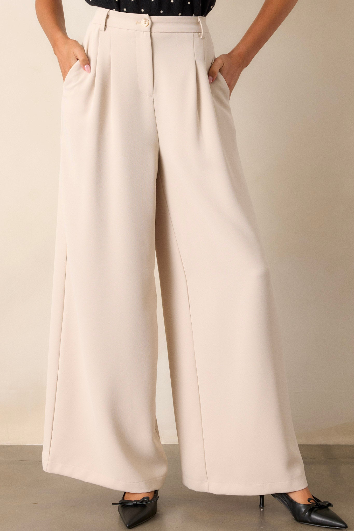 Women's Willow Tree Light Beige Wide Leg Pants | Size: L | Red Dress Women's Willow Tree Light Beige Wide Leg Pants | Size: L | Red Dress