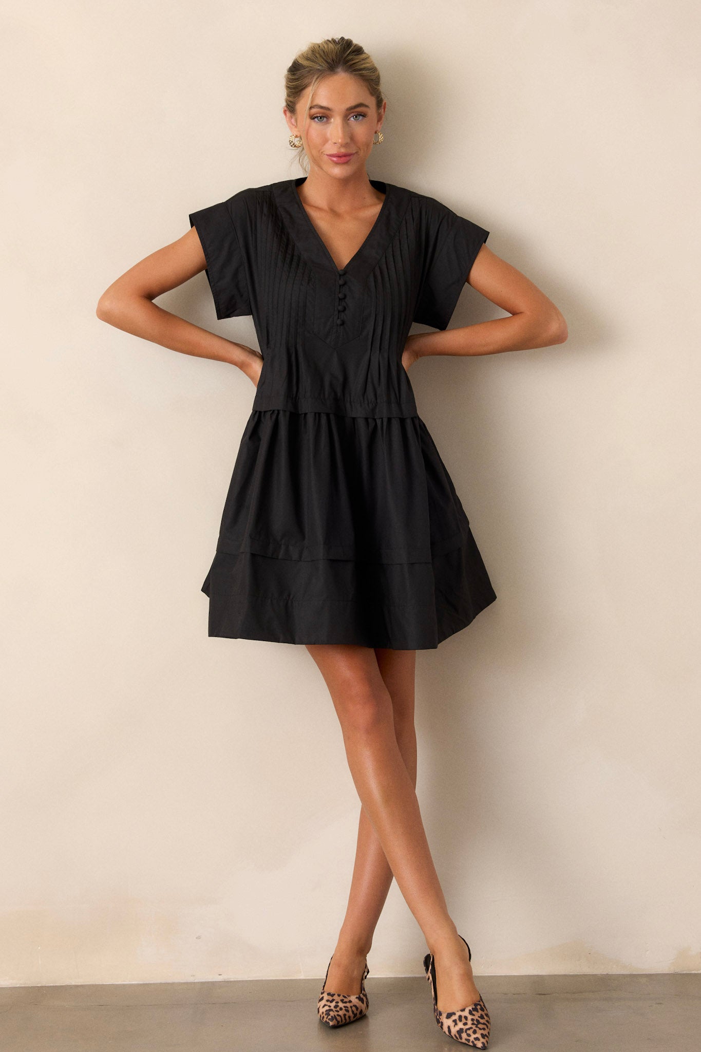 Black Short Sleeve Babydoll Dress - Mini Dresses | Red Dress Black Short Sleeve Babydoll Dress - Mini Dresses | Red Dress
