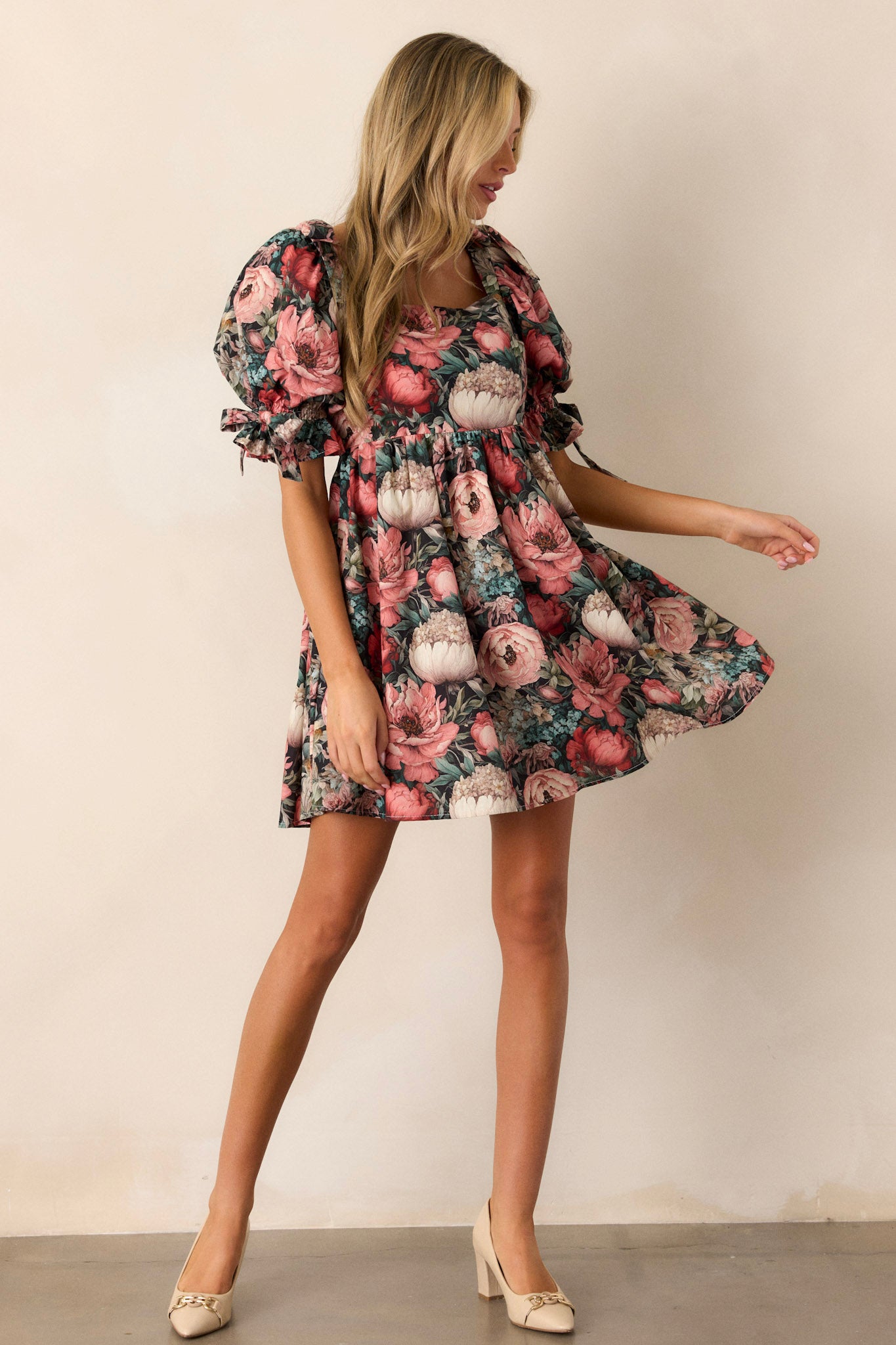 100% Cotton Black Floral Mini Dress - All Dresses | Red Dress 100% Cotton Black Floral Mini Dress - All Dresses | Red Dress