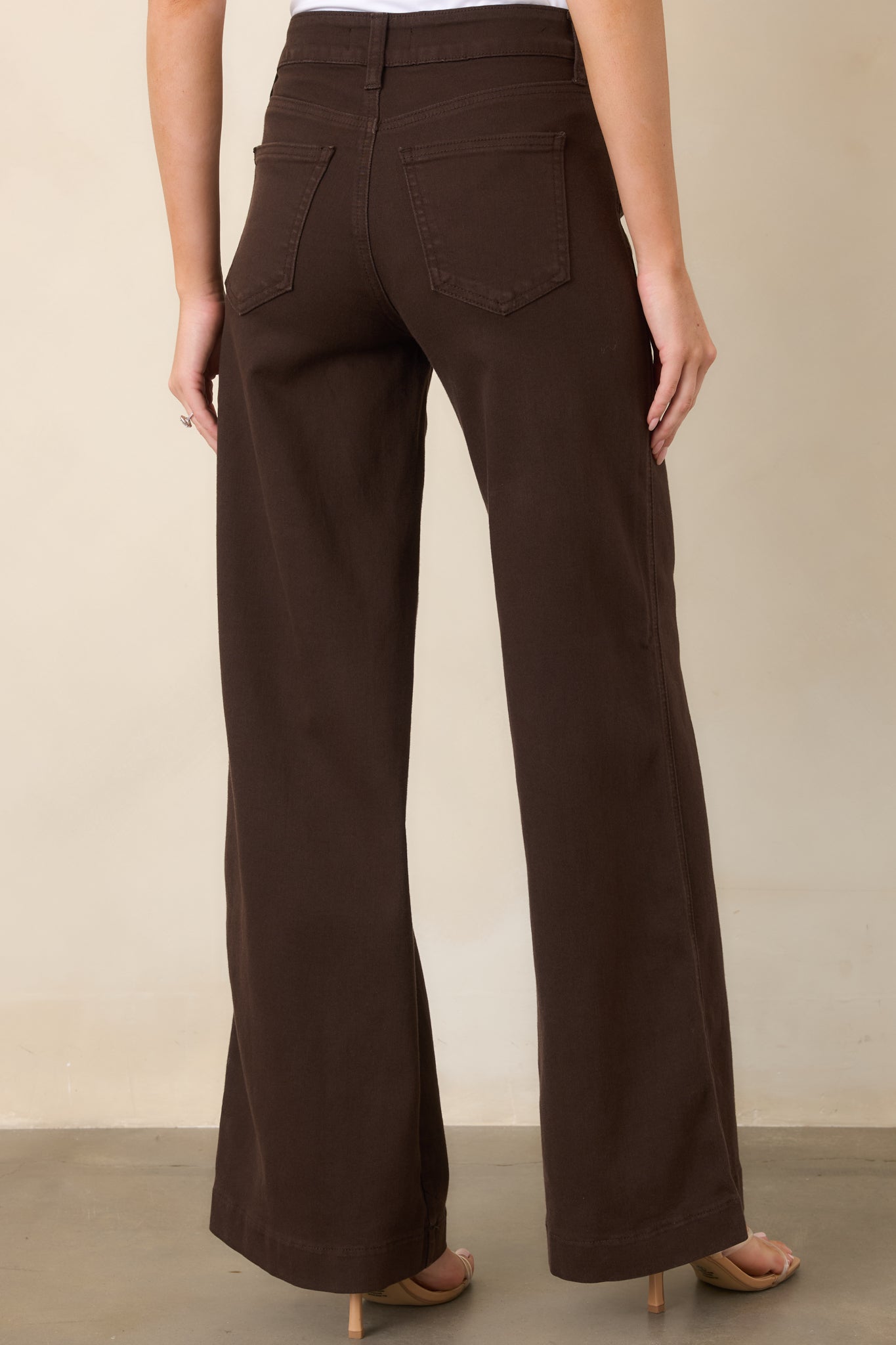 Always On Trend Dark Brown High Rise Wide Leg Jeans