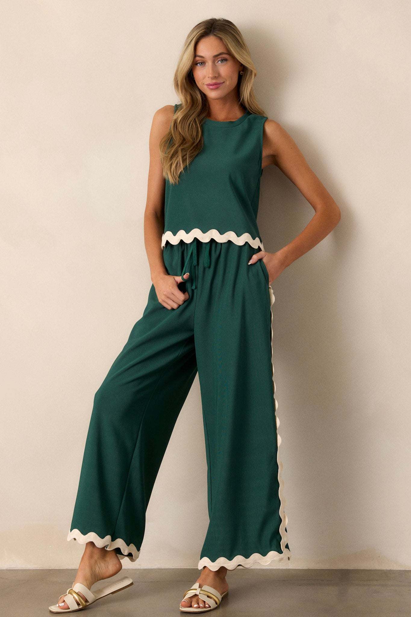 Hunter Green Ricrac Pants - All Pants | Red Dress Hunter Green Ricrac Pants - All Pants | Red Dress