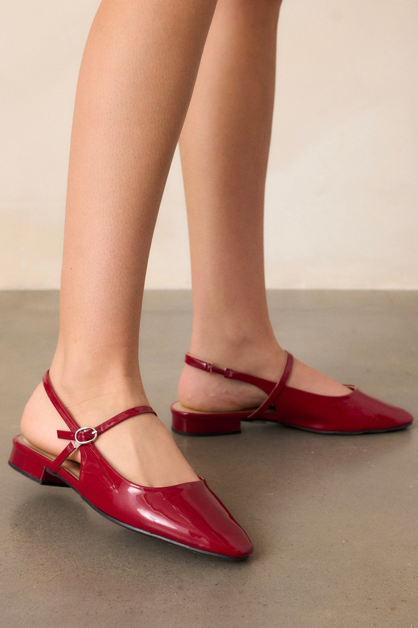Jane Flats Women's Red Mary Jane Shoes Burgundy Slingback