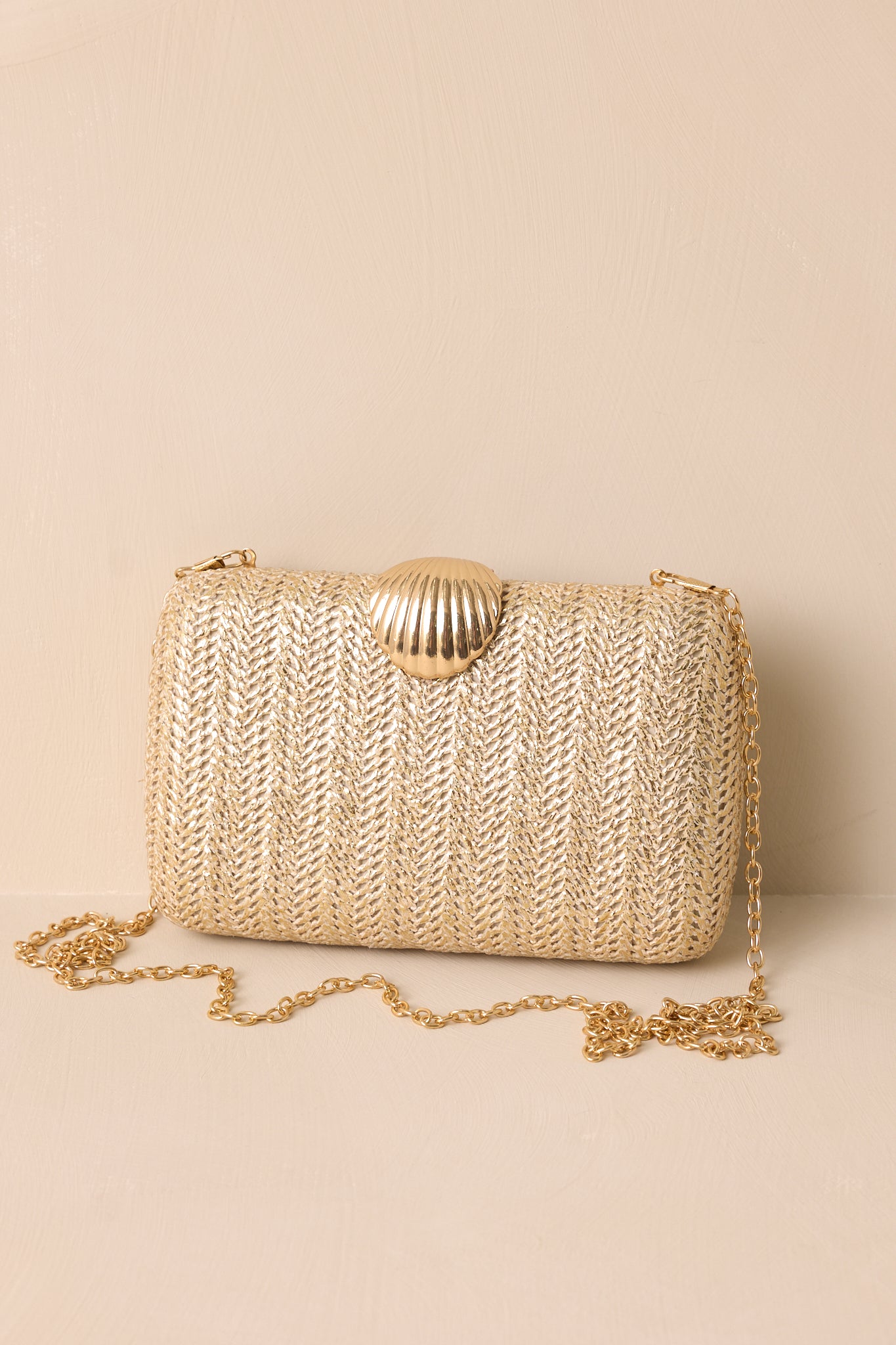 Lost In Time Natural Gold Woven Clutch Lost In Time Natural Gold Woven Clutch